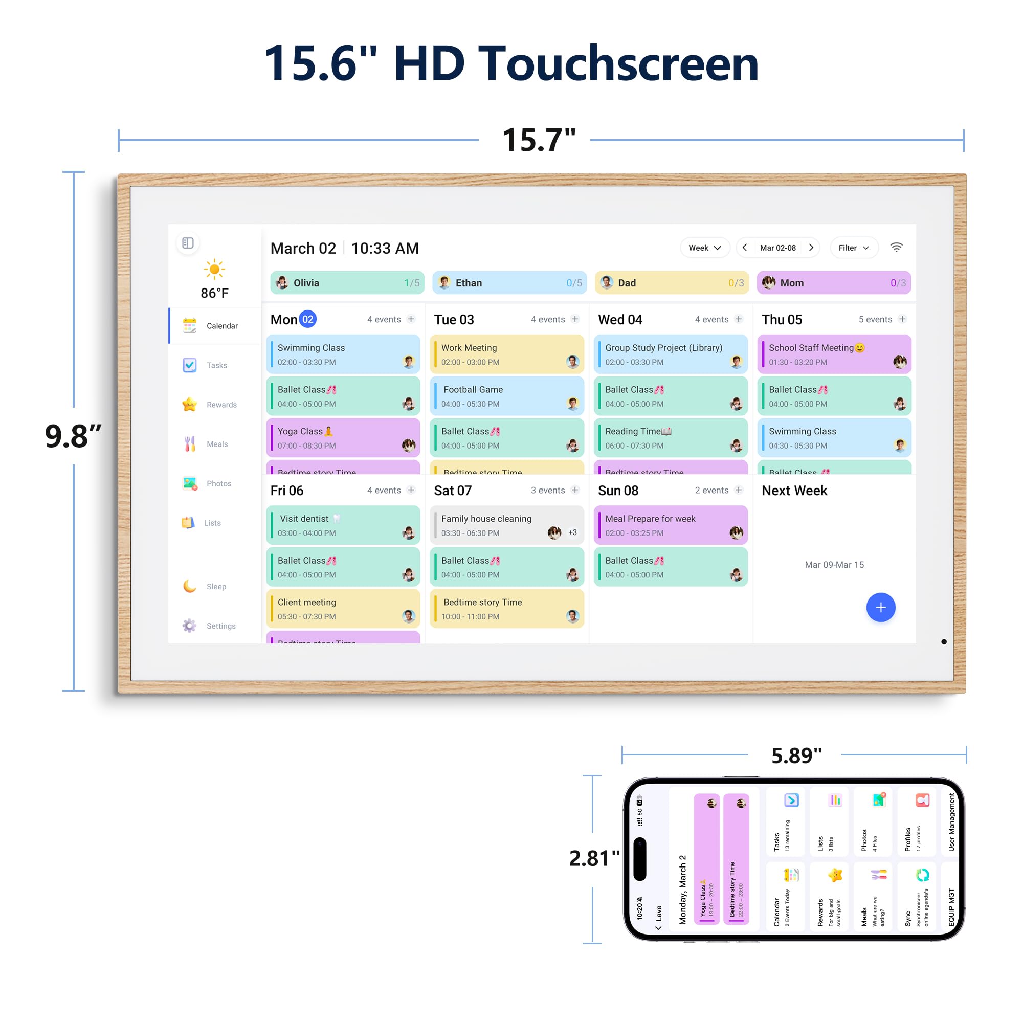 Digital Calendar, 15.6 Inch Wall Planner Electronic Calendar & Chore Chart, Smart Touchscreen Interactive Display for Family Schedules, Great for Organizing Your Routines, Wall & Desk Mountable - The Cozy Corner