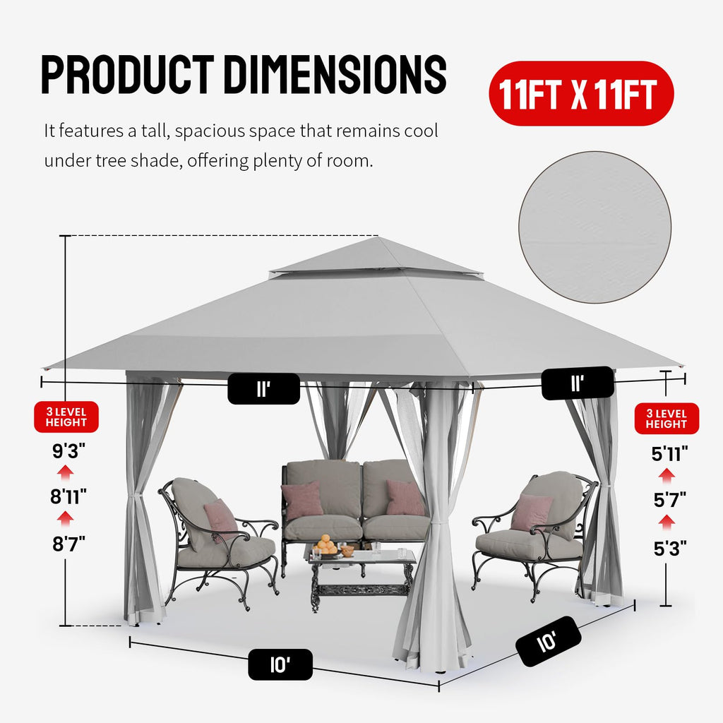 CROWN SHADES 13x13 Pop Up Gazebo, Canopy Tent, Gazebos on Clearance - Outdoor Gazebo for Backyard & Patio Furniture - Carpa Pop Up Tent with Wheeled STO - N - Go Cover Bag (Beige & Coffee) - The Cozy Corner