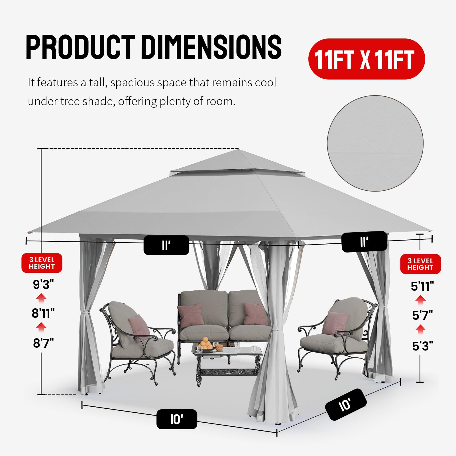 CROWN SHADES 13x13 Pop Up Gazebo, Canopy Tent, Gazebos on Clearance - Outdoor Gazebo for Backyard & Patio Furniture - Carpa Pop Up Tent with Wheeled STO - N - Go Cover Bag (Beige & Coffee) - The Cozy Corner