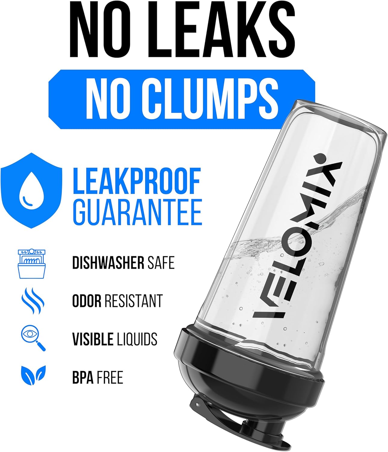 VELOMIX - 2 Pack - 28 oz Protein Shaker Bottles for Protein Mixes - 2x Wire Whisk | Leak Proof Shaker Cups for Protein Shakes | Protein Shaker Bottle Pack (Black/Transparent) - The Cozy Corner