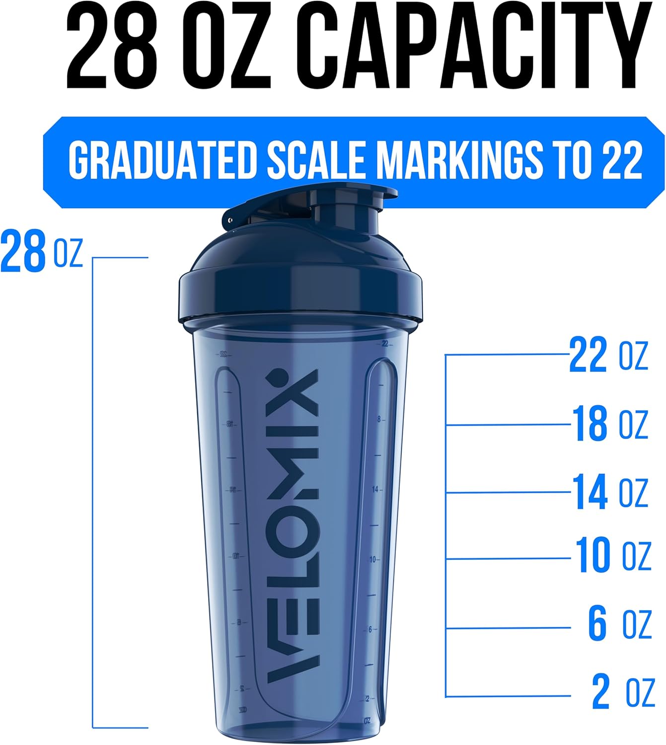 VELOMIX - 2 Pack - 28 oz Protein Shaker Bottles for Protein Mixes - 2x Wire Whisk | Leak Proof Shaker Cups for Protein Shakes | Protein Shaker Bottle Pack (Black/Transparent) - The Cozy Corner