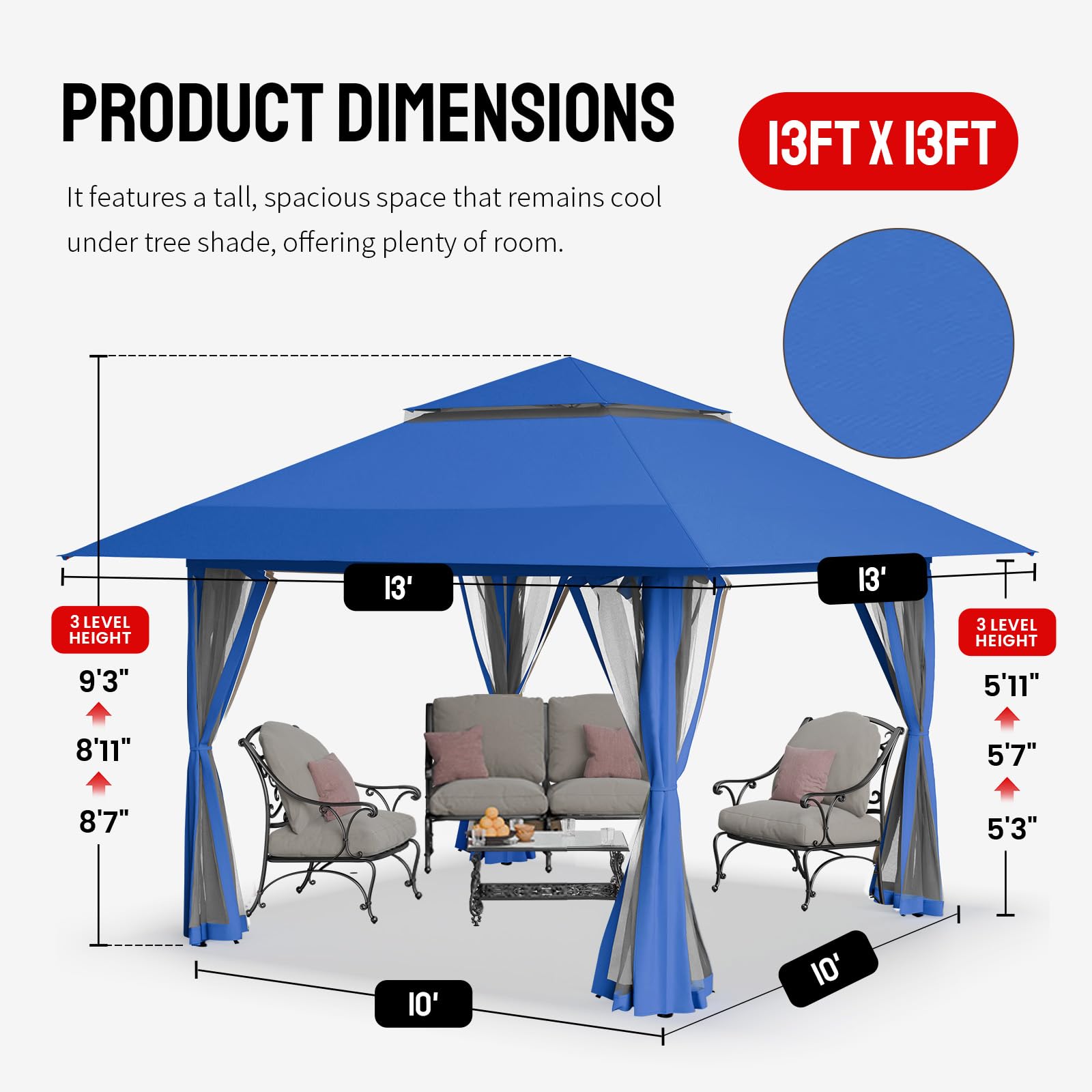 CROWN SHADES 13x13 Pop Up Gazebo, Canopy Tent, Gazebos on Clearance - Outdoor Gazebo for Backyard & Patio Furniture - Carpa Pop Up Tent with Wheeled STO - N - Go Cover Bag (Beige & Coffee) - The Cozy Corner