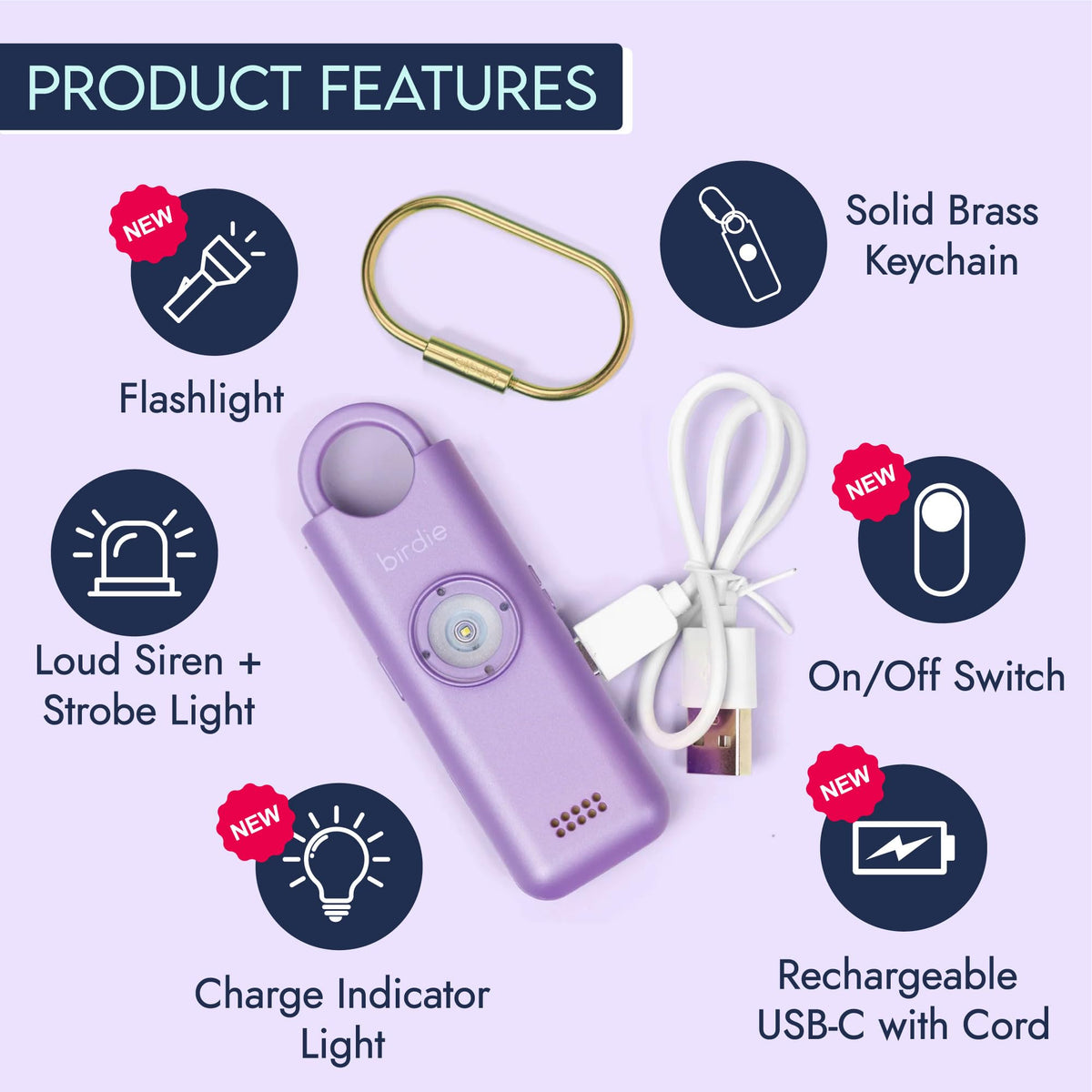 She’s Birdie 3.0 New Version – The Original Personal Safety Alarm for Women by Women–Loud Siren, Flash Light and Rechargeable Battery in a Variety of Colors (Lemon Yellow) - The Cozy Corner