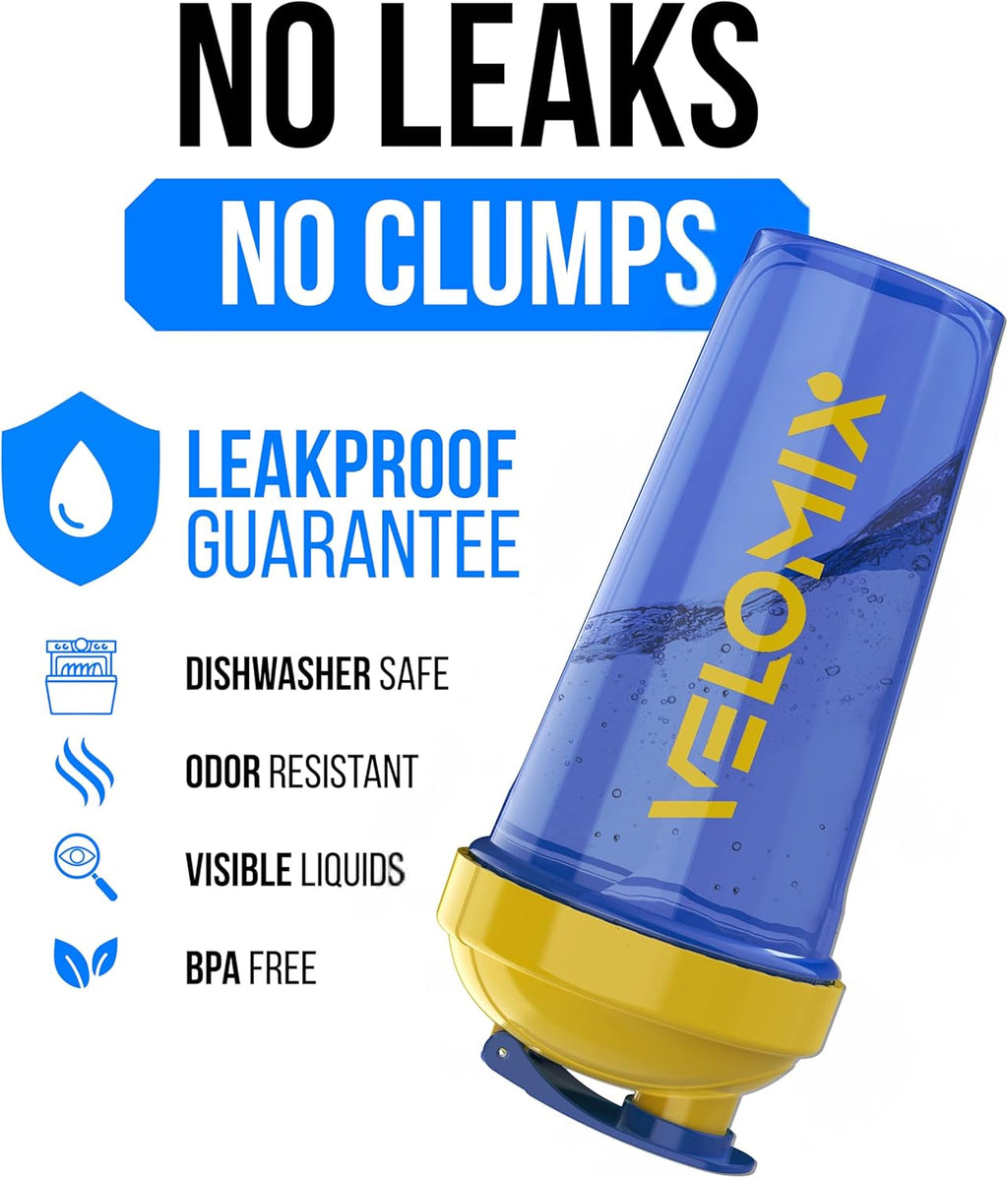 VELOMIX - 2 Pack - 28 oz Protein Shaker Bottles for Protein Mixes - 2x Wire Whisk | Leak Proof Shaker Cups for Protein Shakes | Protein Shaker Bottle Pack (Black/Transparent) - The Cozy Corner