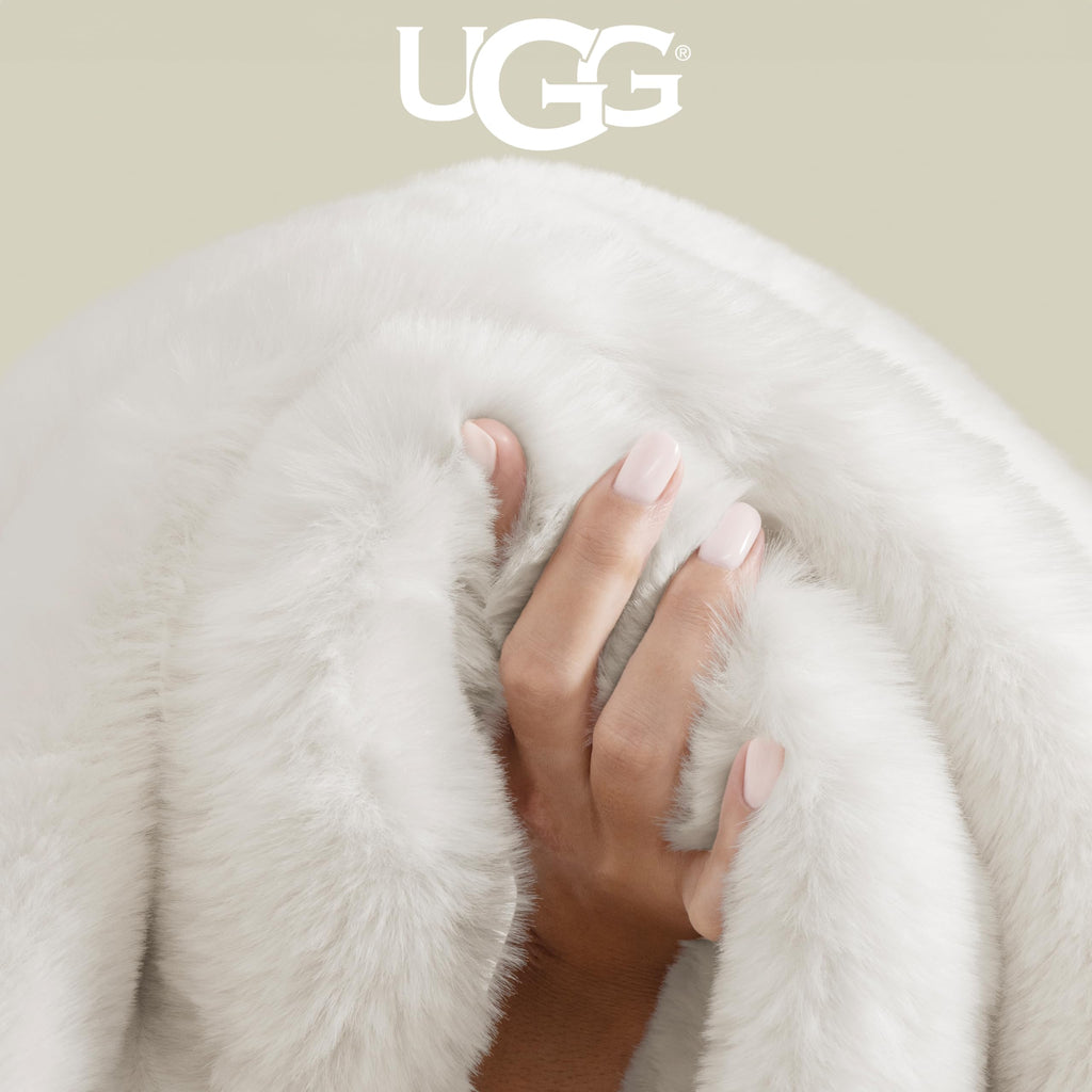 UGG Euphoria Faux Fur Throw Blanket, Oversized Soft Throw for Couch or Bed, Luxury Room Decor, Giftable Fuzzy Blankets, Machine Washable, 50 - inch x 70 - inch, Chambray Blue Grey - The Cozy Corner