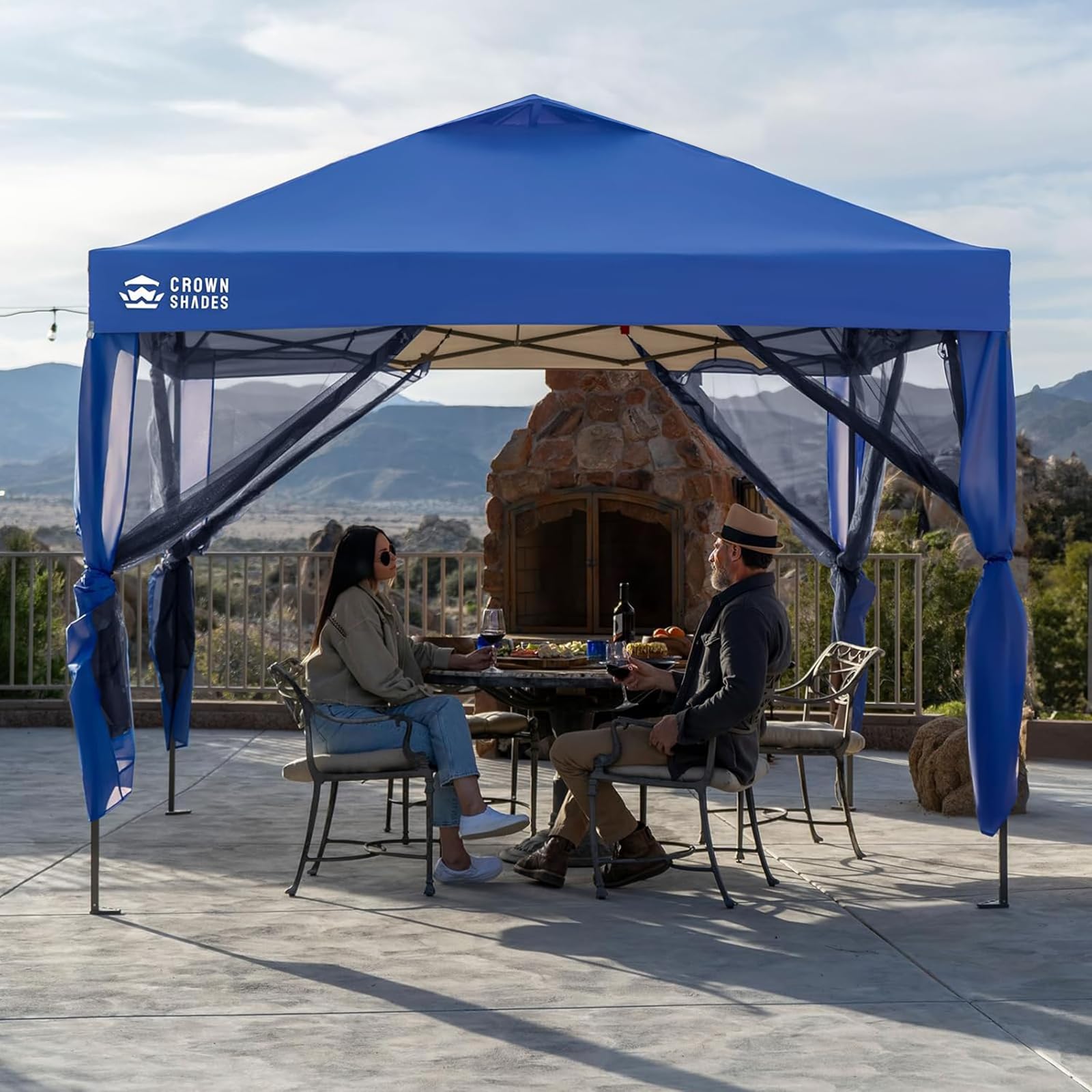 CROWN SHADES 13x13 Pop Up Gazebo, Canopy Tent, Gazebos on Clearance - Outdoor Gazebo for Backyard & Patio Furniture - Carpa Pop Up Tent with Wheeled STO - N - Go Cover Bag (Beige & Coffee) - The Cozy Corner