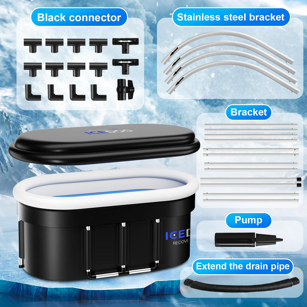 Upgraded 175 - Gal Oval Ice Bath Tub with Air Ring, Portable Multi - Layered Cold Plunge Tub - Foldable & Inflatable, with Lid, for Athletes & Adults,Ideal for Home, Gym & Outdoor Use - The Cozy Corner
