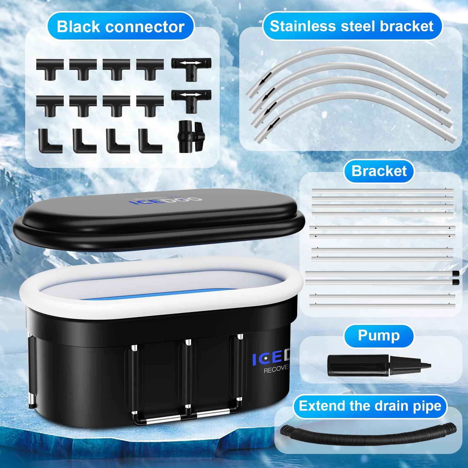 Upgraded 175 - Gal Oval Ice Bath Tub with Air Ring, Portable Multi - Layered Cold Plunge Tub - Foldable & Inflatable, with Lid, for Athletes & Adults,Ideal for Home, Gym & Outdoor Use - The Cozy Corner