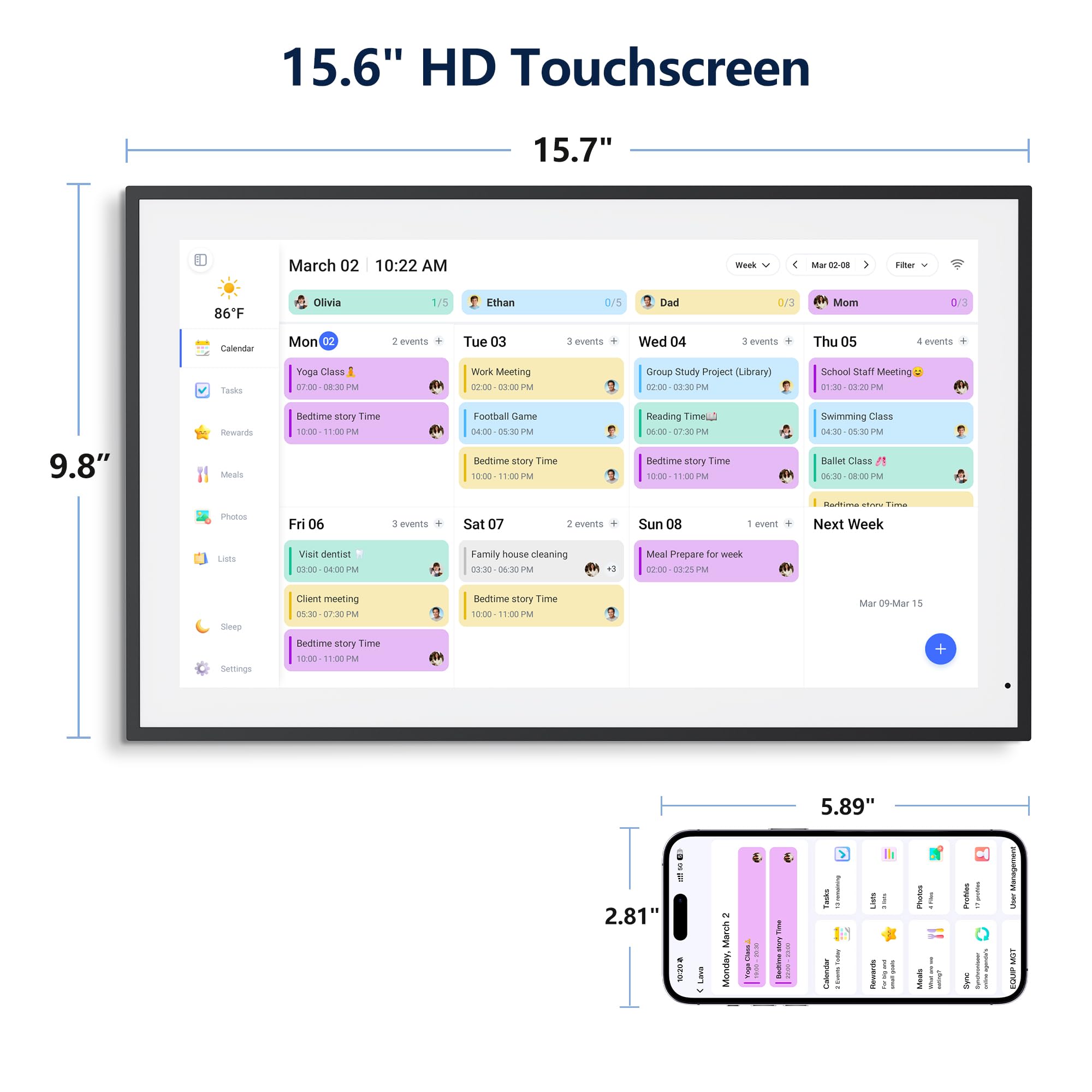 Digital Calendar, 15.6 Inch Wall Planner Electronic Calendar & Chore Chart, Smart Touchscreen Interactive Display for Family Schedules, Great for Organizing Your Routines, Wall & Desk Mountable - The Cozy Corner