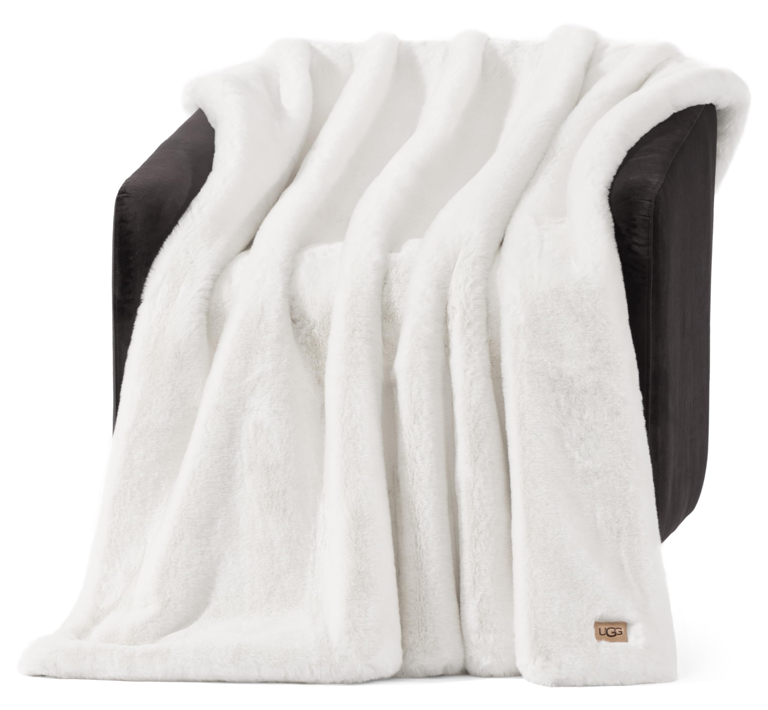 UGG Euphoria Faux Fur Throw Blanket, Oversized Soft Throw for Couch or Bed, Luxury Room Decor, Giftable Fuzzy Blankets, Machine Washable, 50 - inch x 70 - inch, Chambray Blue Grey - The Cozy Corner