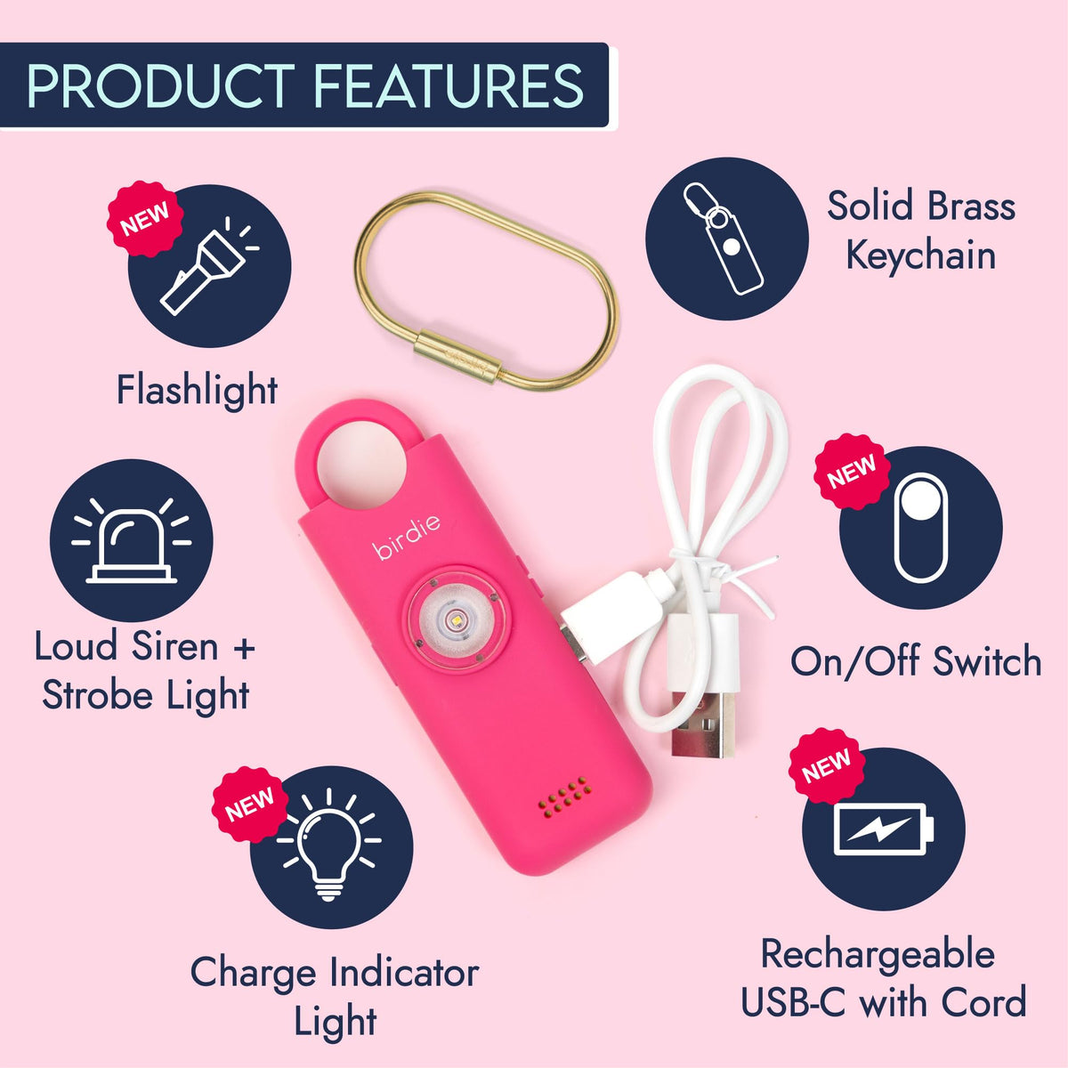 She’s Birdie 3.0 New Version – The Original Personal Safety Alarm for Women by Women–Loud Siren, Flash Light and Rechargeable Battery in a Variety of Colors (Lemon Yellow) - The Cozy Corner