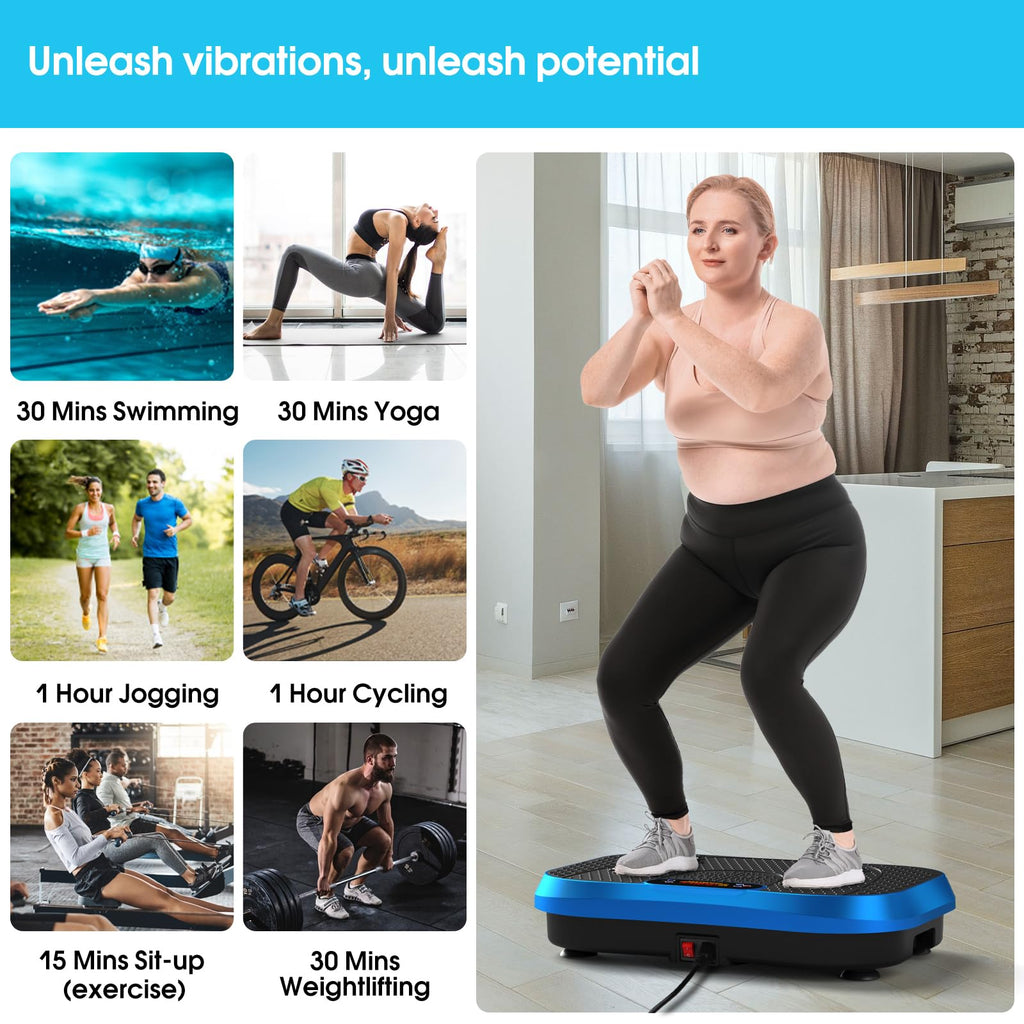 SoftGym Vibration Plate Exercise Machine for Lymphatic Drainage,Power Vibrate Stand Shake Board 450 Lbs Capacity Whole Body Workout Waver with Fitness Resistance Bands Weight Loss Gifts for Women Men - The Cozy Corner