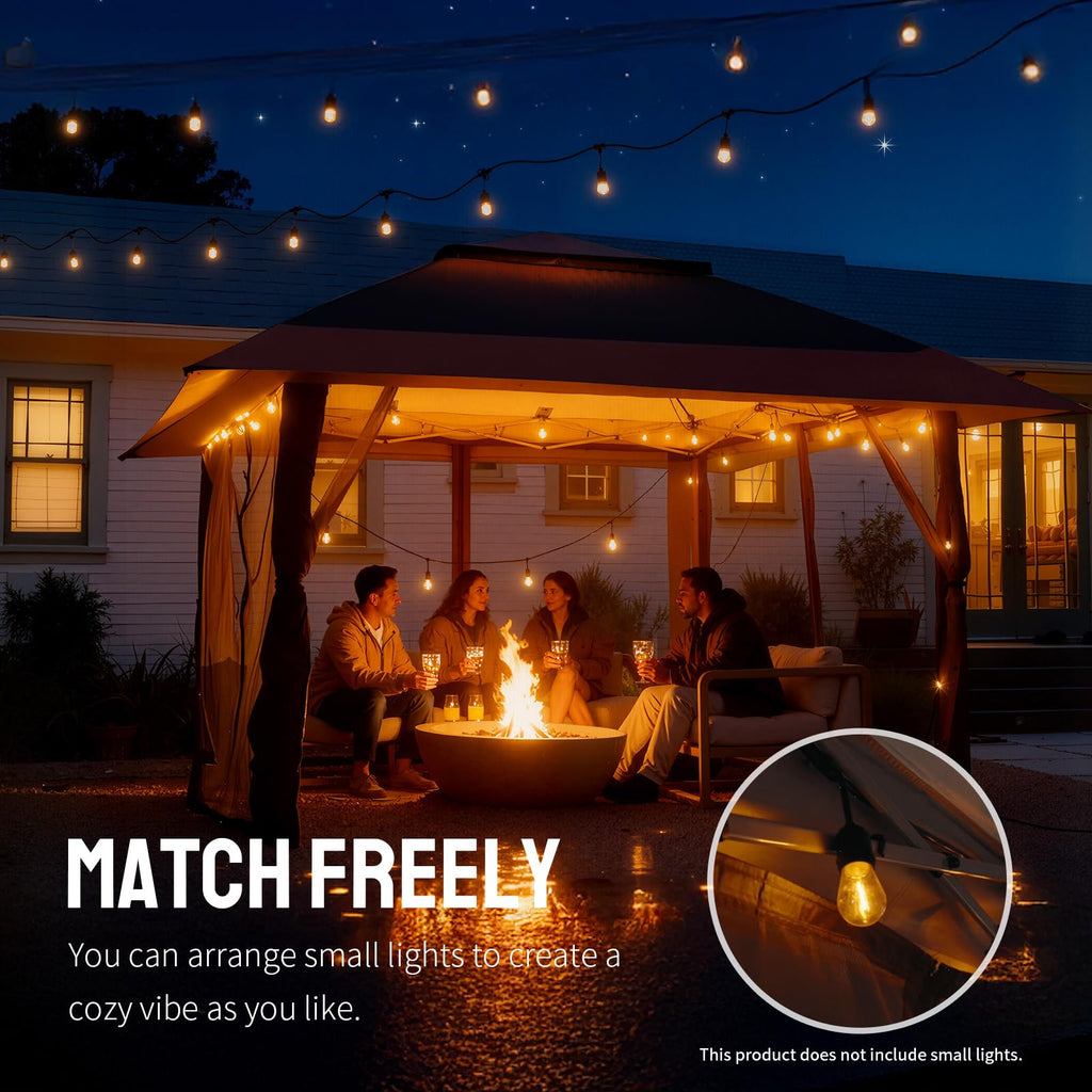 CROWN SHADES 13x13 Pop Up Gazebo, Canopy Tent, Gazebos on Clearance - Outdoor Gazebo for Backyard & Patio Furniture - Carpa Pop Up Tent with Wheeled STO - N - Go Cover Bag (Beige & Coffee) - The Cozy Corner