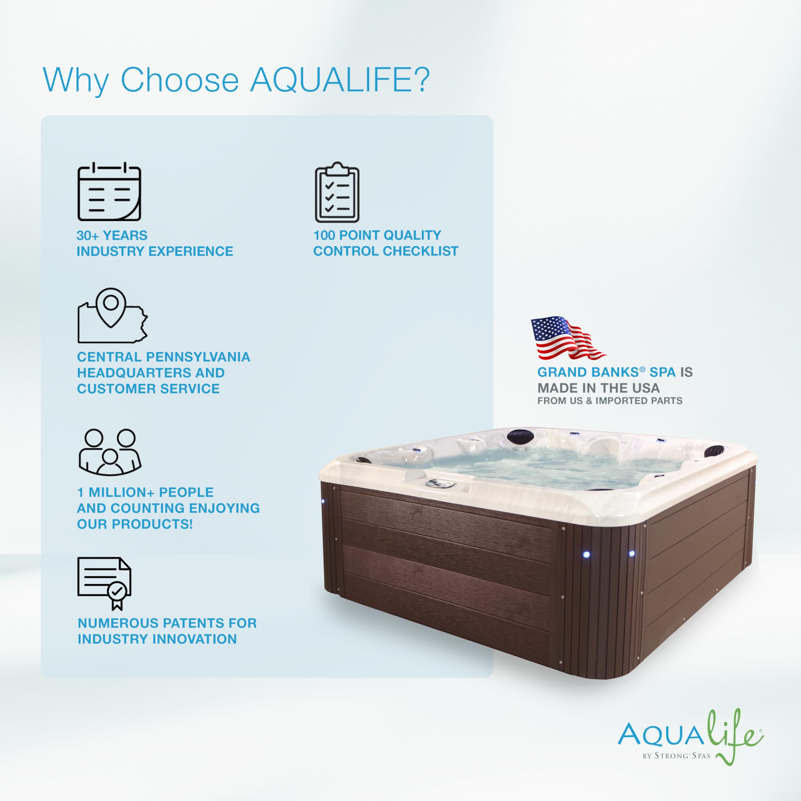 AquaLife Grand Banks™ 6 - Person 81 - Jet Acrylic Non - Lounger Hot Tub with LED Lighting, Insulated Cover, Stainless Steel Heater and Ozonator - The Cozy Corner