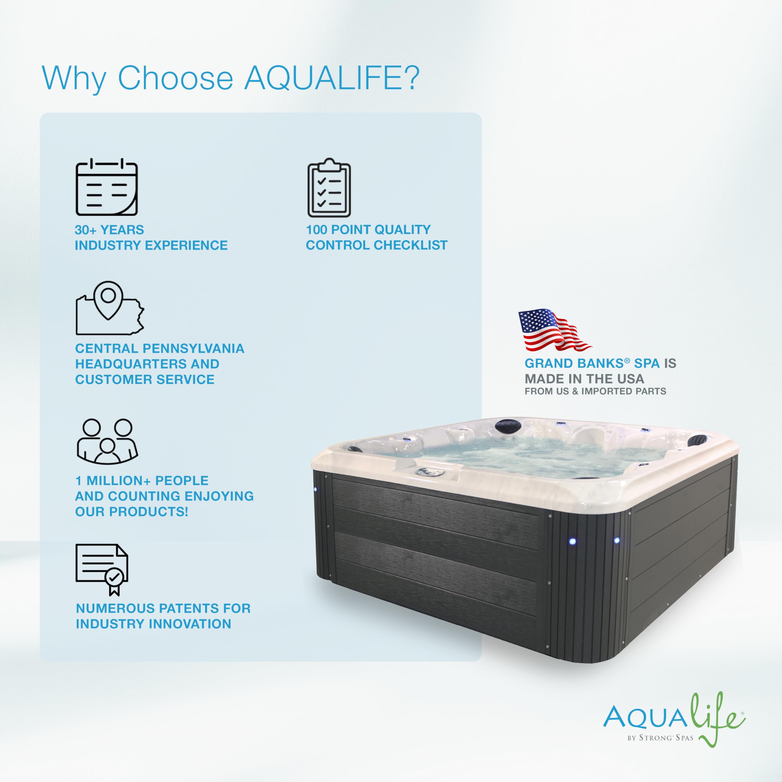 AquaLife Grand Banks™ 6 - Person 81 - Jet Acrylic Non - Lounger Hot Tub with LED Lighting, Insulated Cover, Stainless Steel Heater and Ozonator - The Cozy Corner