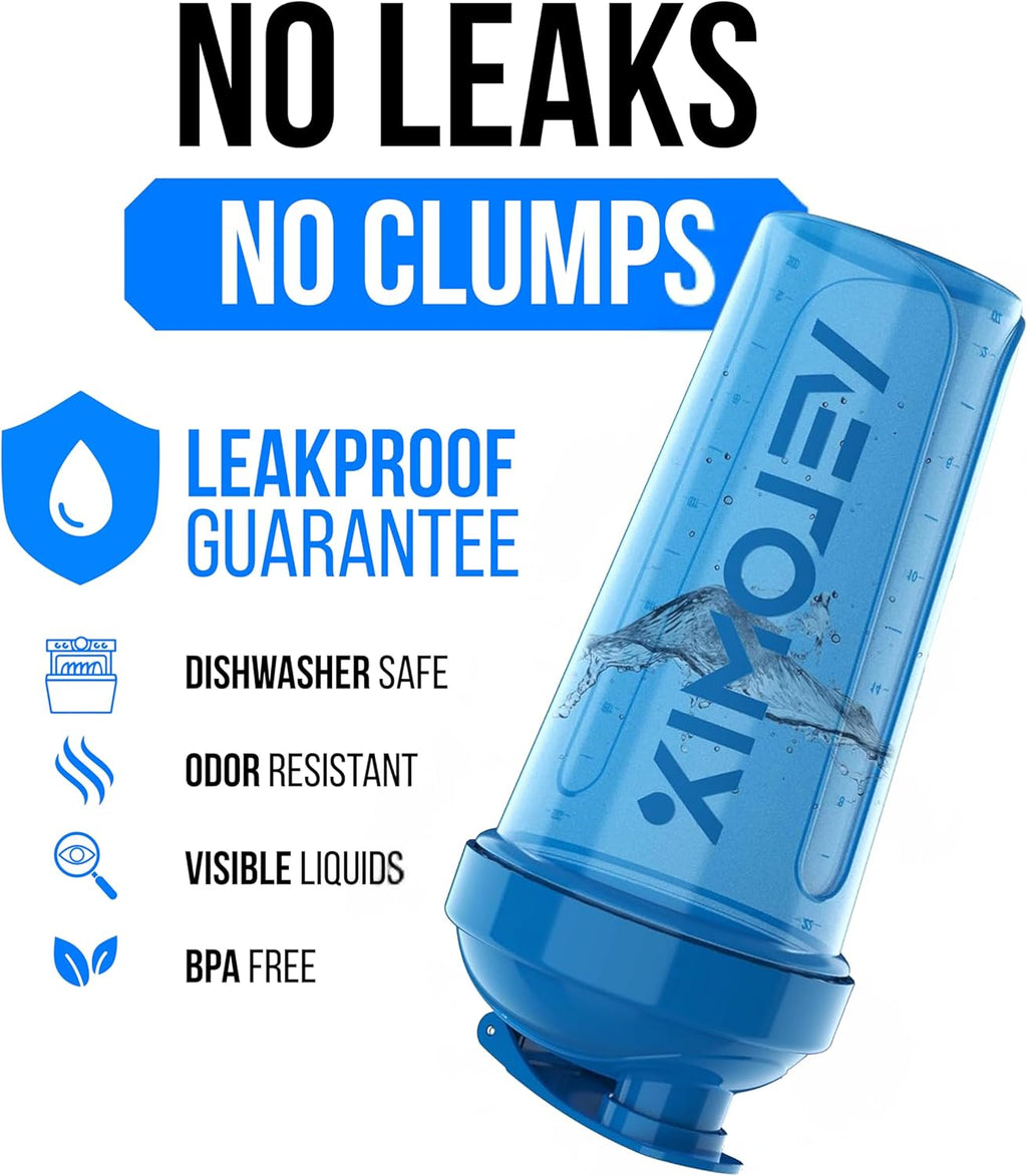 VELOMIX - 2 Pack - 28 oz Protein Shaker Bottles for Protein Mixes - 2x Wire Whisk | Leak Proof Shaker Cups for Protein Shakes | Protein Shaker Bottle Pack (Black/Transparent) - The Cozy Corner