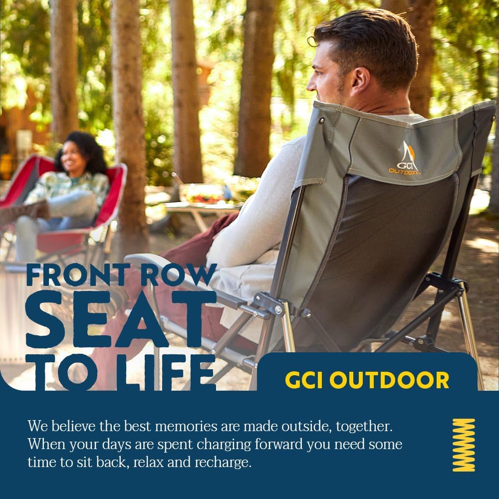 GCI OUTDOOR RoadTrip Rocker Camping Chair | Portable, Folding Rocking Chair with Solid, Durable Armrests, Drink Holder & Comfortable Extended Backrest — Indigo Blue - The Cozy Corner