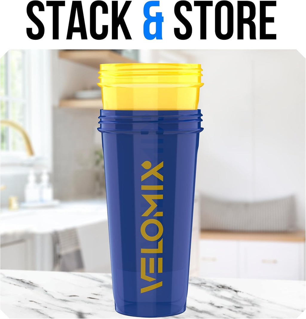 VELOMIX - 2 Pack - 28 oz Protein Shaker Bottles for Protein Mixes - 2x Wire Whisk | Leak Proof Shaker Cups for Protein Shakes | Protein Shaker Bottle Pack (Black/Transparent) - The Cozy Corner
