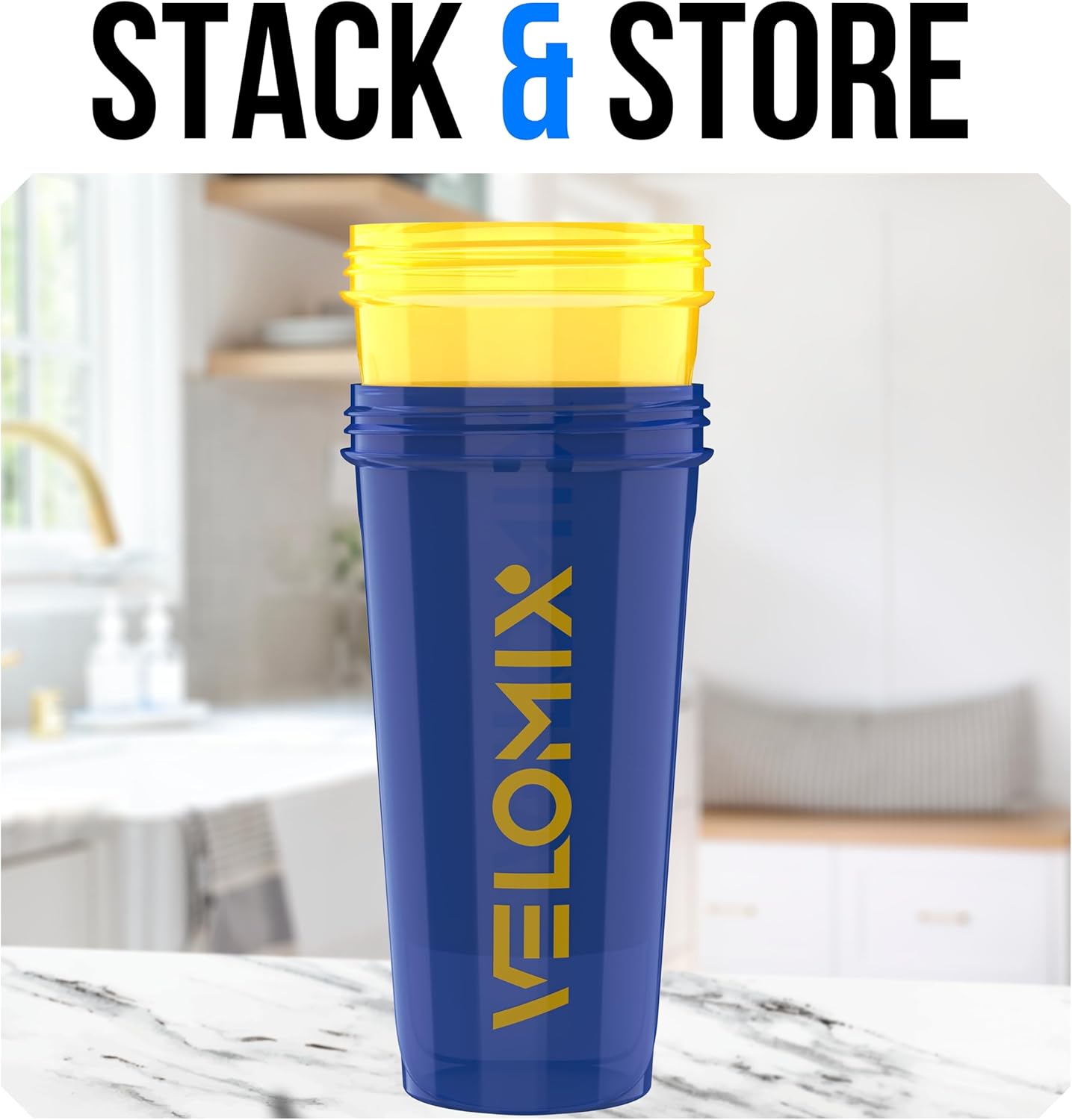 VELOMIX - 2 Pack - 28 oz Protein Shaker Bottles for Protein Mixes - 2x Wire Whisk | Leak Proof Shaker Cups for Protein Shakes | Protein Shaker Bottle Pack (Black/Transparent) - The Cozy Corner