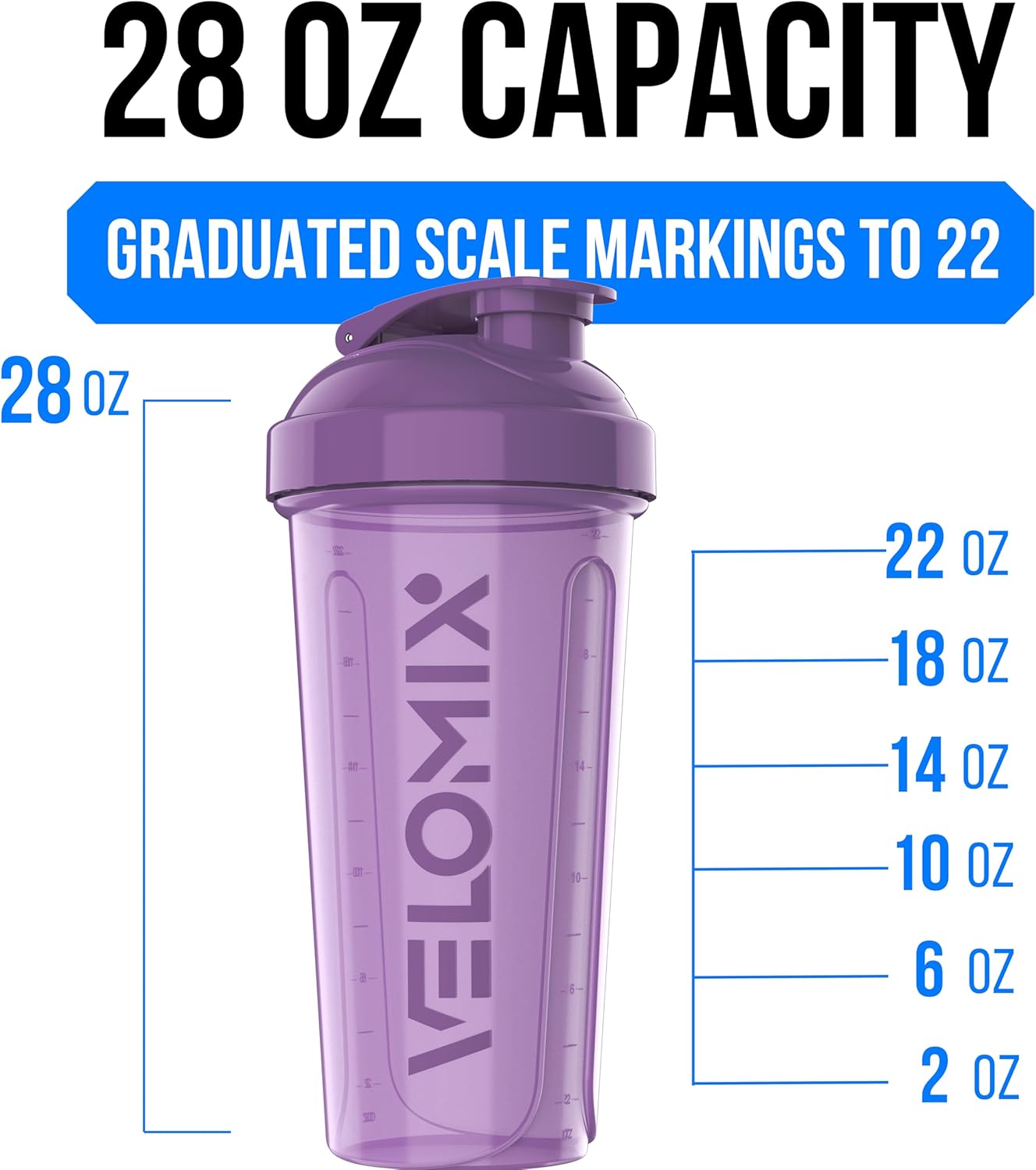 VELOMIX - 2 Pack - 28 oz Protein Shaker Bottles for Protein Mixes - 2x Wire Whisk | Leak Proof Shaker Cups for Protein Shakes | Protein Shaker Bottle Pack (Black/Transparent) - The Cozy Corner