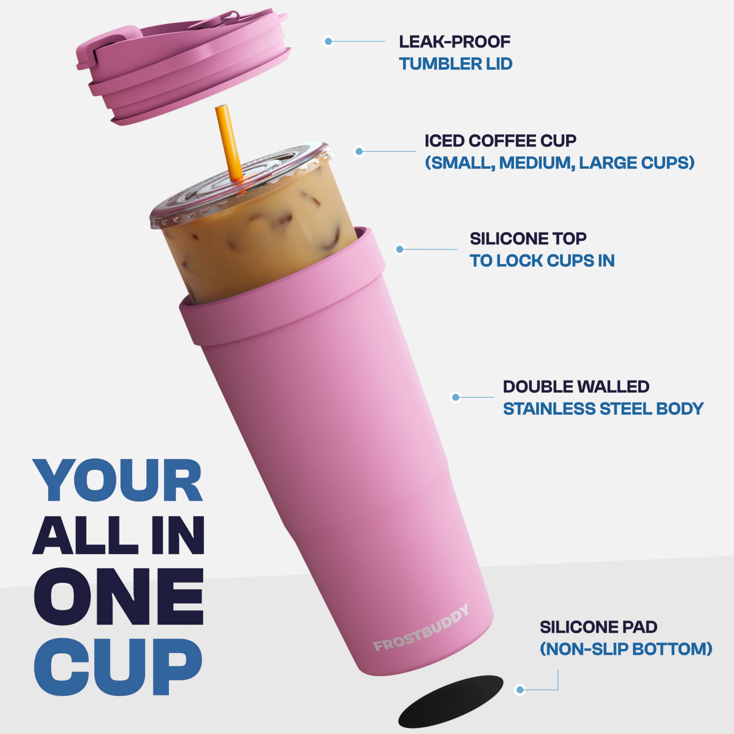 Frost Buddy Togo Buddy 30 oz Stainless Steel Vacuum Insulated Tumbler To Go Coffee Cup – Iced Coffee Cups, Iced Coffee Sleeve, Travel Mug, Thermal Cup for Hot & Cold Drinks, Dunkin Cup (Ice Cream) - The Cozy Corner