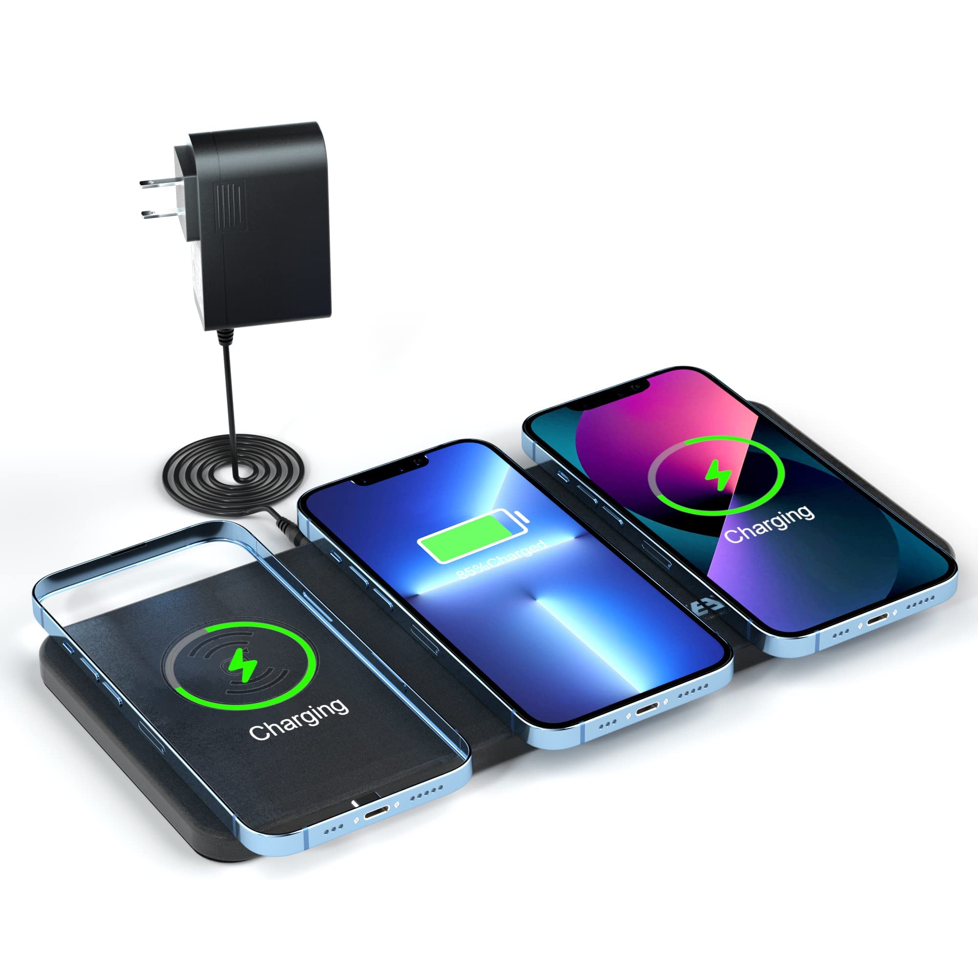 Triple Wireless Charger Pad - 15W Fast Charging Station for Apple iPhone 16/15/14/13/12 Pro/Max/Plus, AirPods, Qi - Certified 3 - in - 1 Charging Mat for Multiple Devices One - Step Wireless Charging Solution - The Cozy Corner