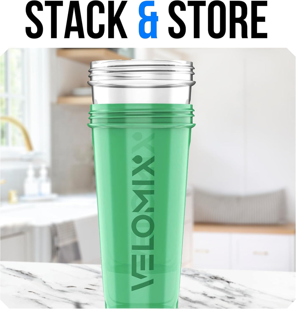 VELOMIX - 2 Pack - 28 oz Protein Shaker Bottles for Protein Mixes - 2x Wire Whisk | Leak Proof Shaker Cups for Protein Shakes | Protein Shaker Bottle Pack (Black/Transparent) - The Cozy Corner