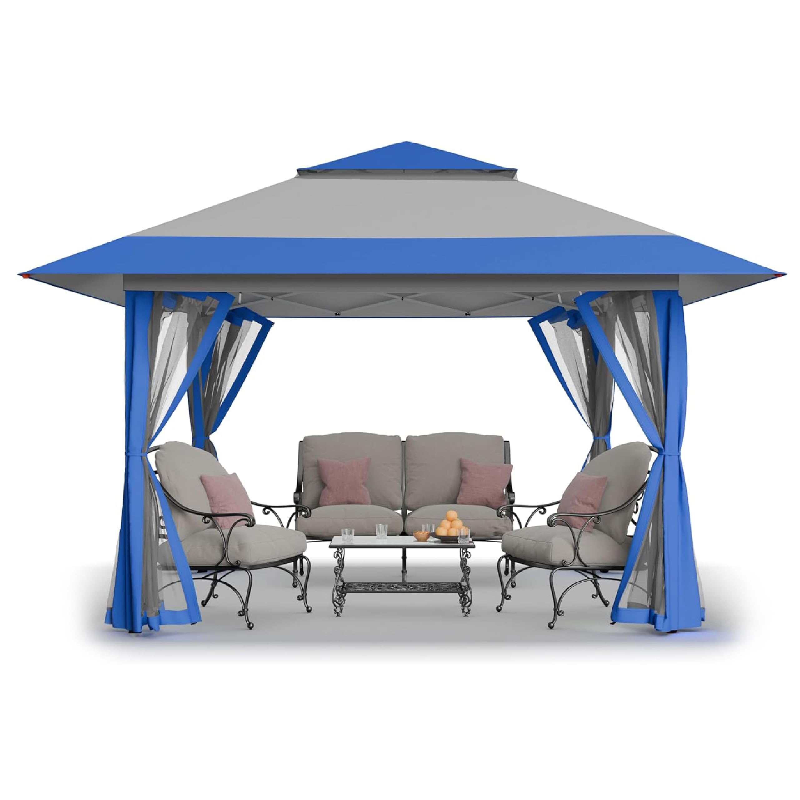 CROWN SHADES 13x13 Pop Up Gazebo, Canopy Tent, Gazebos on Clearance - Outdoor Gazebo for Backyard & Patio Furniture - Carpa Pop Up Tent with Wheeled STO - N - Go Cover Bag (Beige & Coffee) - The Cozy Corner