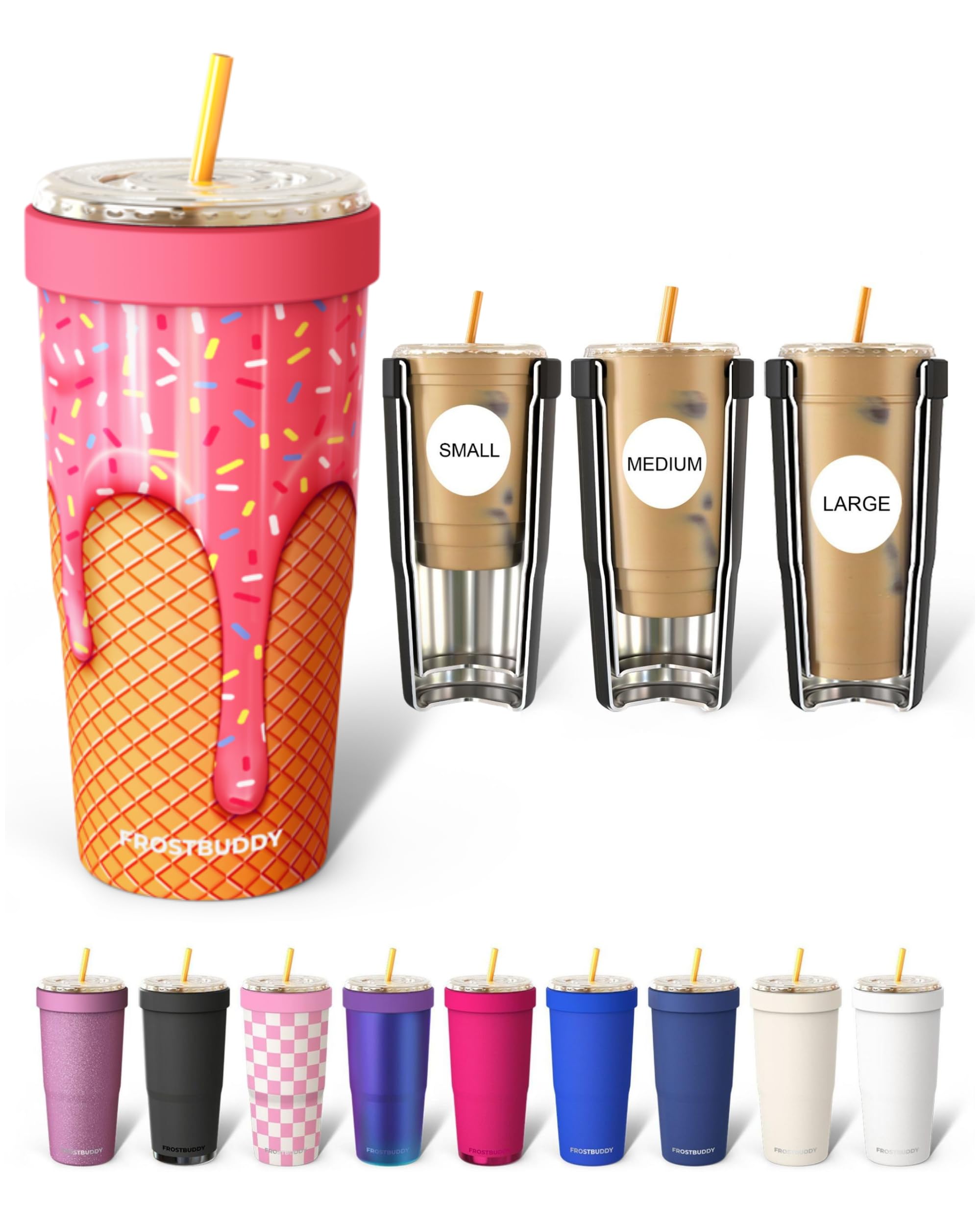 Frost Buddy Togo Buddy 30 oz Stainless Steel Vacuum Insulated Tumbler To Go Coffee Cup – Iced Coffee Cups, Iced Coffee Sleeve, Travel Mug, Thermal Cup for Hot & Cold Drinks, Dunkin Cup (Ice Cream) - The Cozy Corner