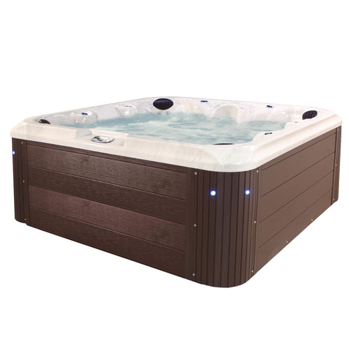 AquaLife Grand Banks™ 6 - Person 81 - Jet Acrylic Non - Lounger Hot Tub with LED Lighting, Insulated Cover, Stainless Steel Heater and Ozonator - The Cozy Corner