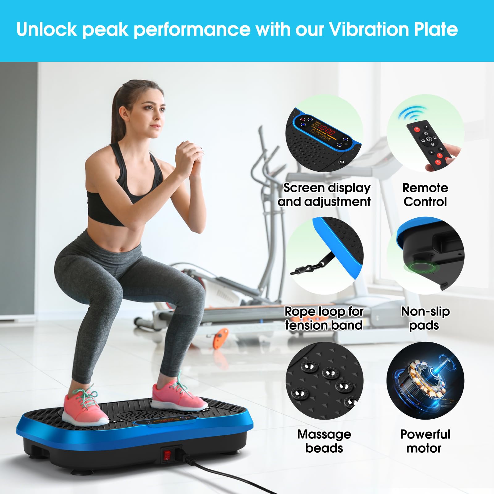 SoftGym Vibration Plate Exercise Machine for Lymphatic Drainage,Power Vibrate Stand Shake Board 450 Lbs Capacity Whole Body Workout Waver with Fitness Resistance Bands Weight Loss Gifts for Women Men - The Cozy Corner