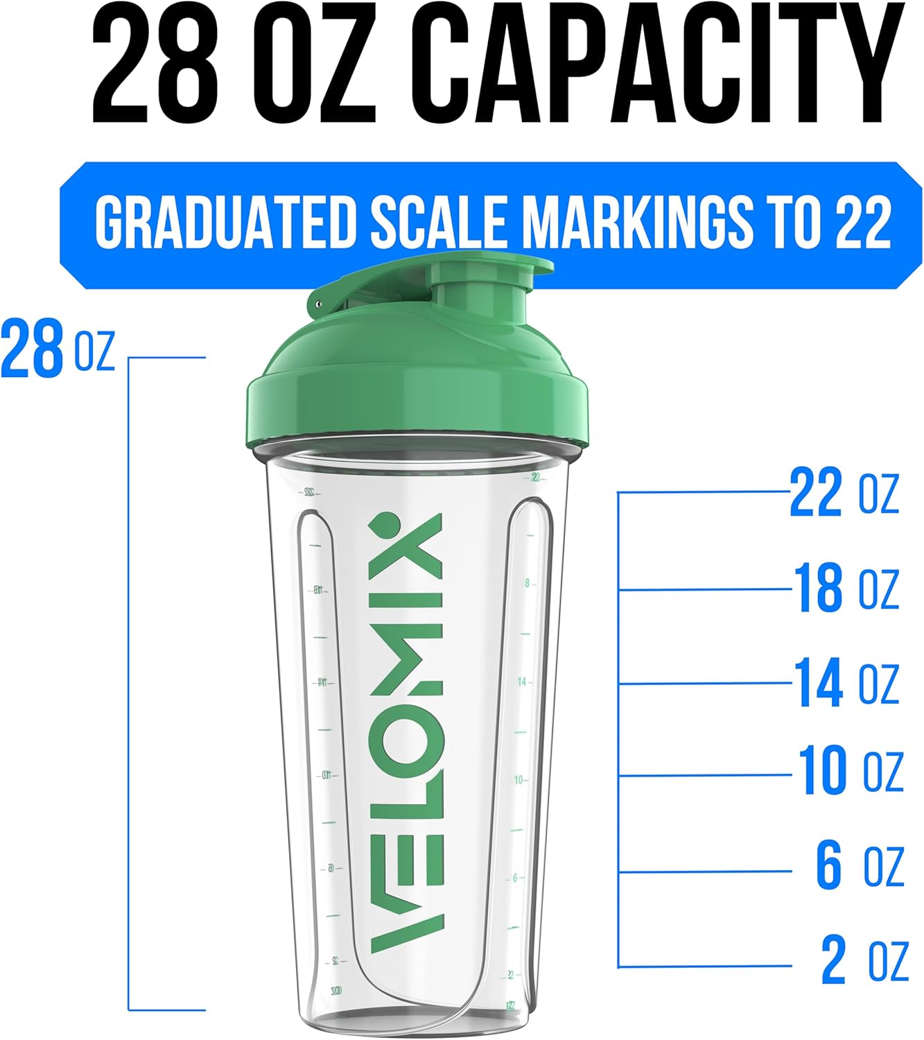 VELOMIX - 2 Pack - 28 oz Protein Shaker Bottles for Protein Mixes - 2x Wire Whisk | Leak Proof Shaker Cups for Protein Shakes | Protein Shaker Bottle Pack (Black/Transparent) - The Cozy Corner