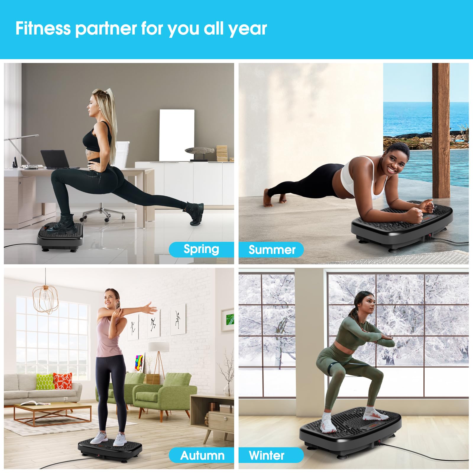 SoftGym Vibration Plate Exercise Machine for Lymphatic Drainage,Power Vibrate Stand Shake Board 450 Lbs Capacity Whole Body Workout Waver with Fitness Resistance Bands Weight Loss Gifts for Women Men - The Cozy Corner