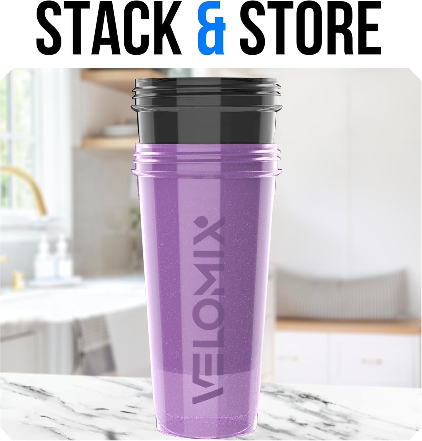 VELOMIX - 2 Pack - 28 oz Protein Shaker Bottles for Protein Mixes - 2x Wire Whisk | Leak Proof Shaker Cups for Protein Shakes | Protein Shaker Bottle Pack (Black/Transparent) - The Cozy Corner