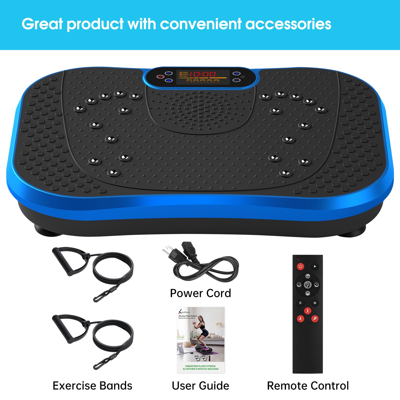 SoftGym Vibration Plate Exercise Machine for Lymphatic Drainage,Power Vibrate Stand Shake Board 450 Lbs Capacity Whole Body Workout Waver with Fitness Resistance Bands Weight Loss Gifts for Women Men - The Cozy Corner