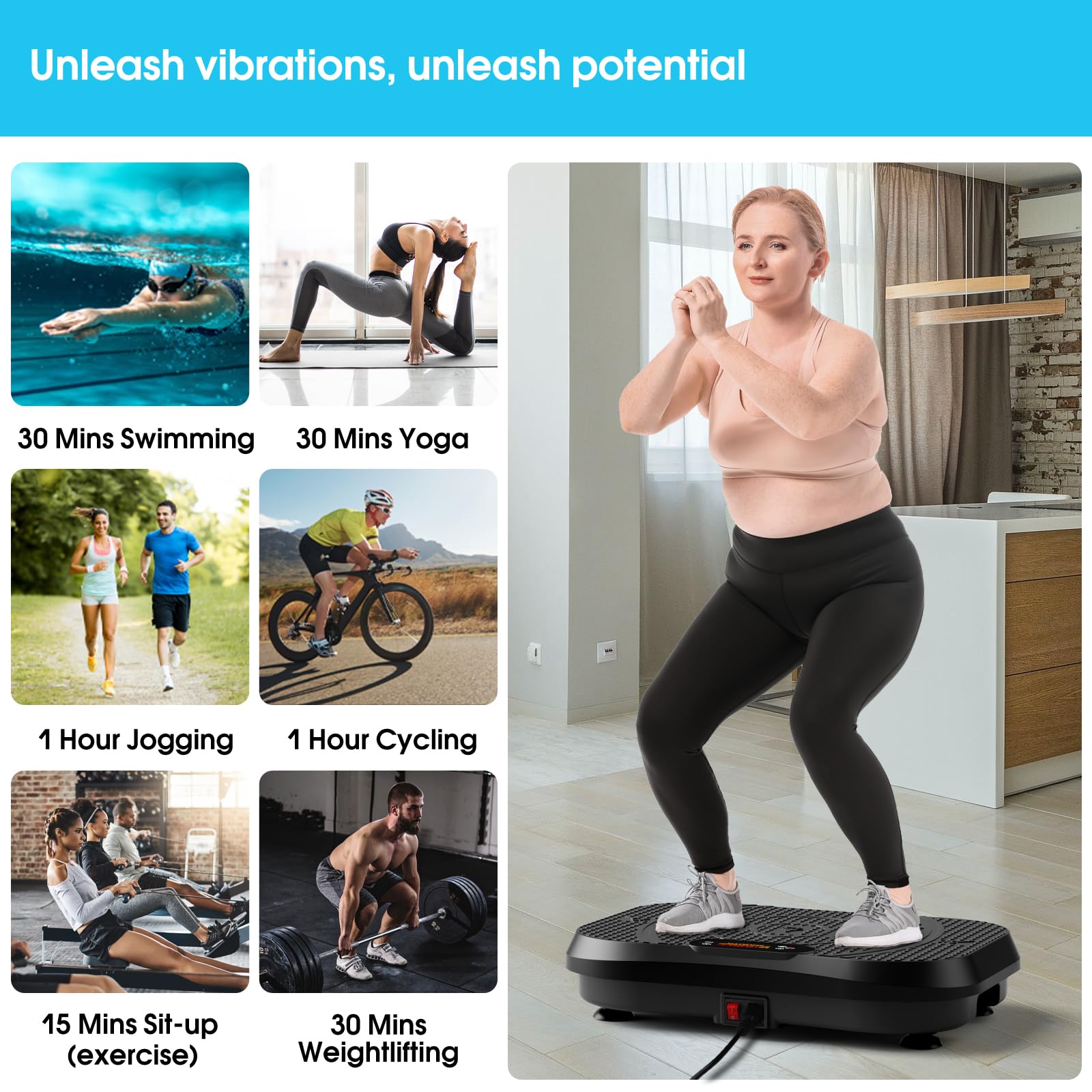 SoftGym Vibration Plate Exercise Machine for Lymphatic Drainage,Power Vibrate Stand Shake Board 450 Lbs Capacity Whole Body Workout Waver with Fitness Resistance Bands Weight Loss Gifts for Women Men - The Cozy Corner