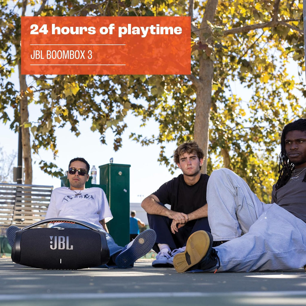 JBL Boombox 3 Black Portable Bluetooth Speaker with Massive Sound, Deepest Bass, IPX7 Waterproof, 24H Playtime, PartyBoost - The Cozy Corner