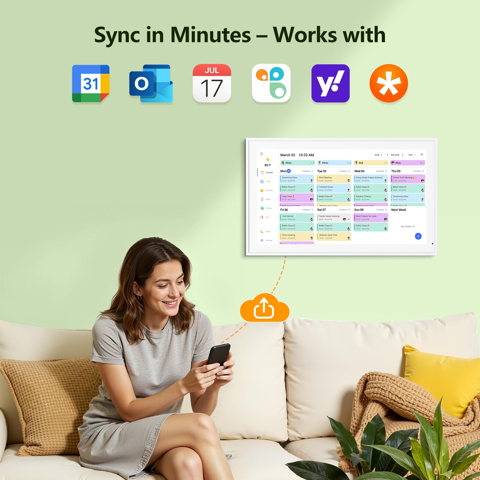 Digital Calendar, 15.6 Inch Wall Planner Electronic Calendar & Chore Chart, Smart Touchscreen Interactive Display for Family Schedules, Great for Organizing Your Routines, Wall & Desk Mountable - The Cozy Corner