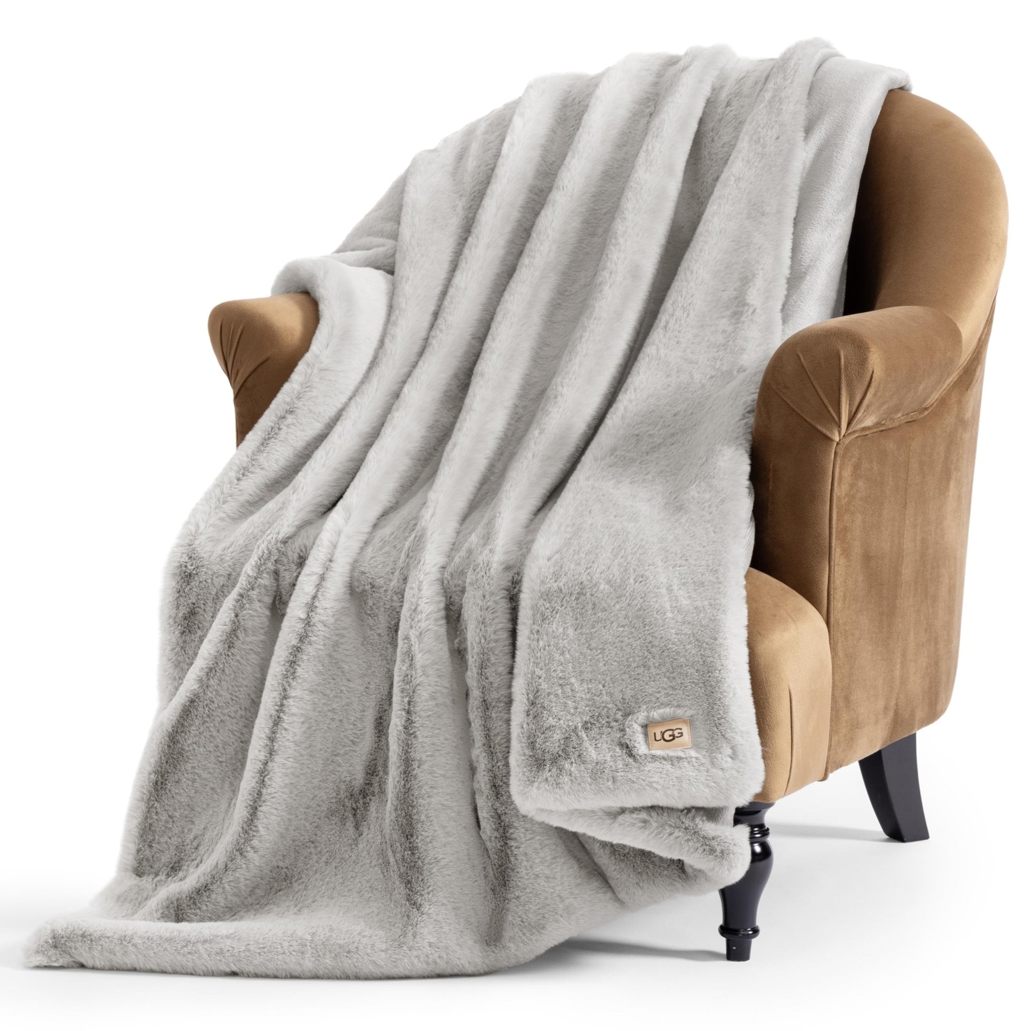 UGG Euphoria Faux Fur Throw Blanket, Oversized Soft Throw for Couch or Bed, Luxury Room Decor, Giftable Fuzzy Blankets, Machine Washable, 50 - inch x 70 - inch, Chambray Blue Grey - The Cozy Corner