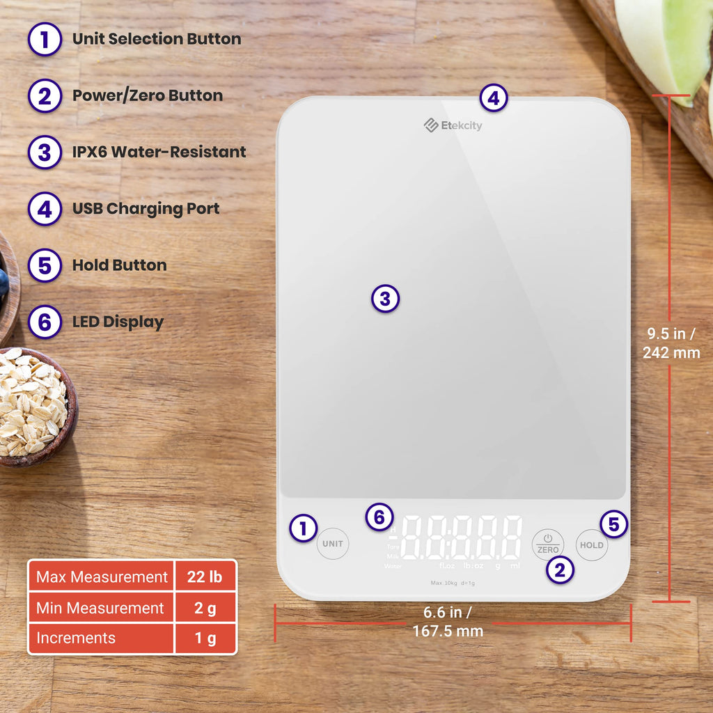 Etekcity Food Kitchen Scale, Digital Grams and Ounces for Weight Loss, Baking, Cooking, Keto and Meal Prep, LCD Display, Medium, 304 Stainless Steel - The Cozy Corner
