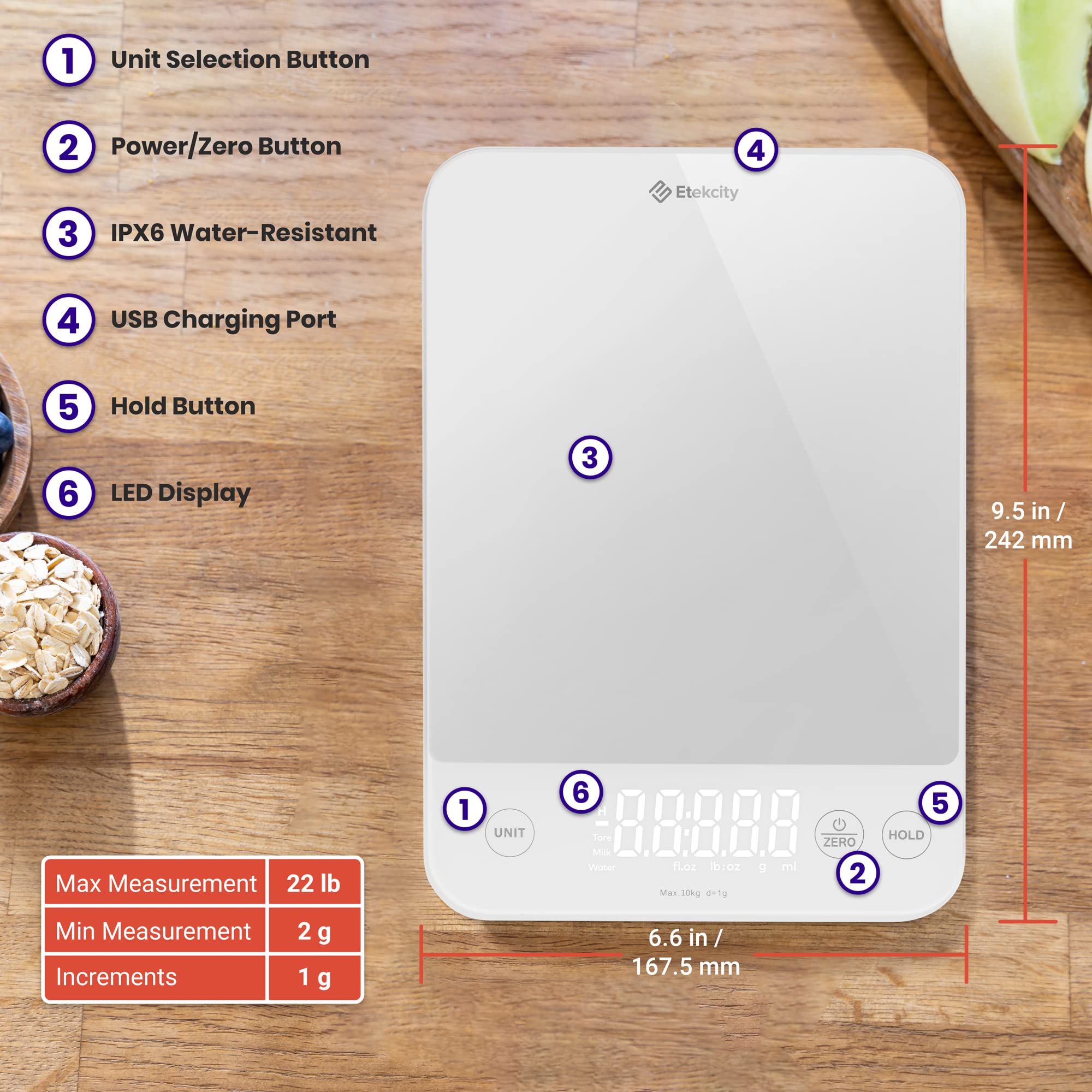 Etekcity Food Kitchen Scale, Digital Grams and Ounces for Weight Loss, Baking, Cooking, Keto and Meal Prep, LCD Display, Medium, 304 Stainless Steel - The Cozy Corner