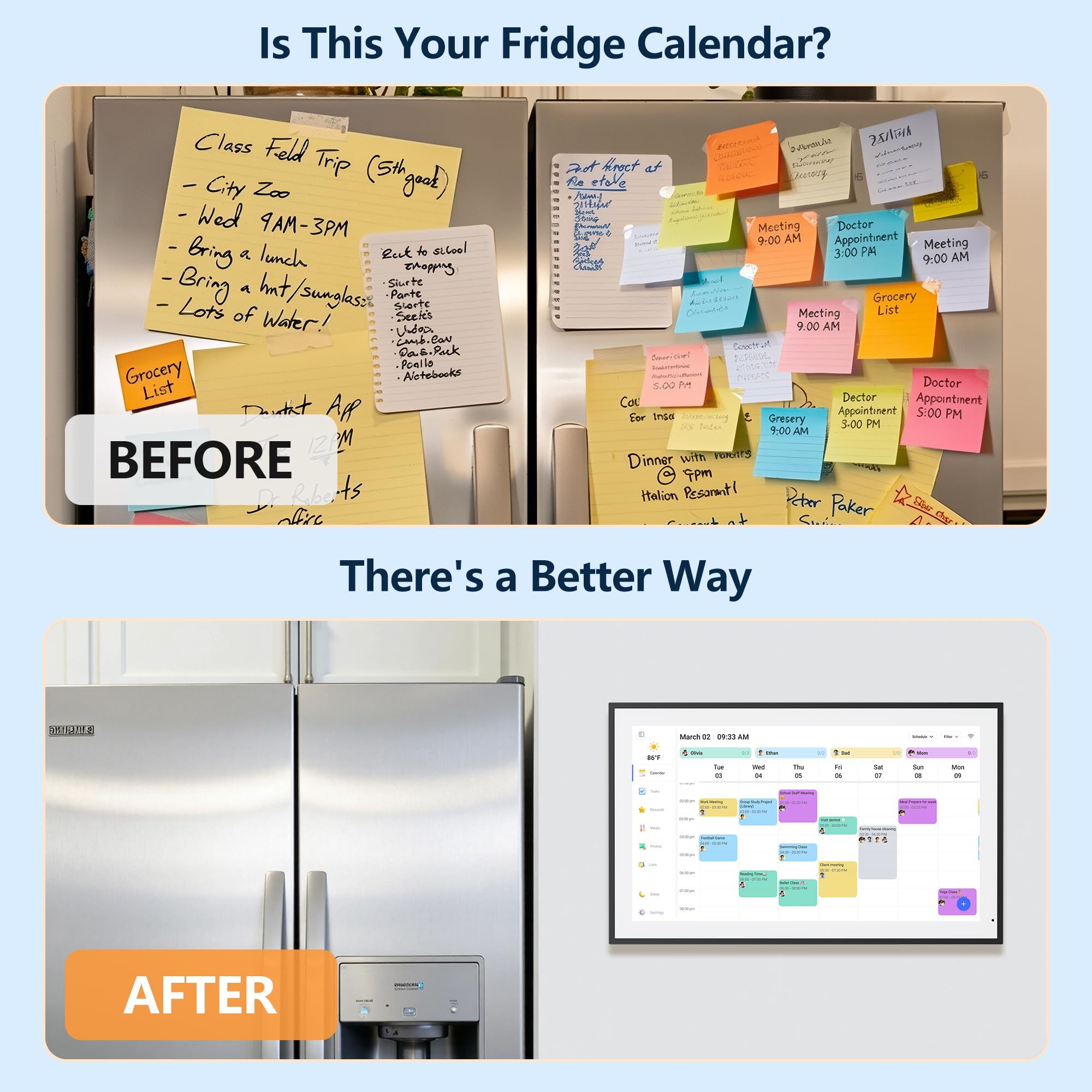 Digital Calendar, 15.6 Inch Wall Planner Electronic Calendar & Chore Chart, Smart Touchscreen Interactive Display for Family Schedules, Great for Organizing Your Routines, Wall & Desk Mountable - The Cozy Corner