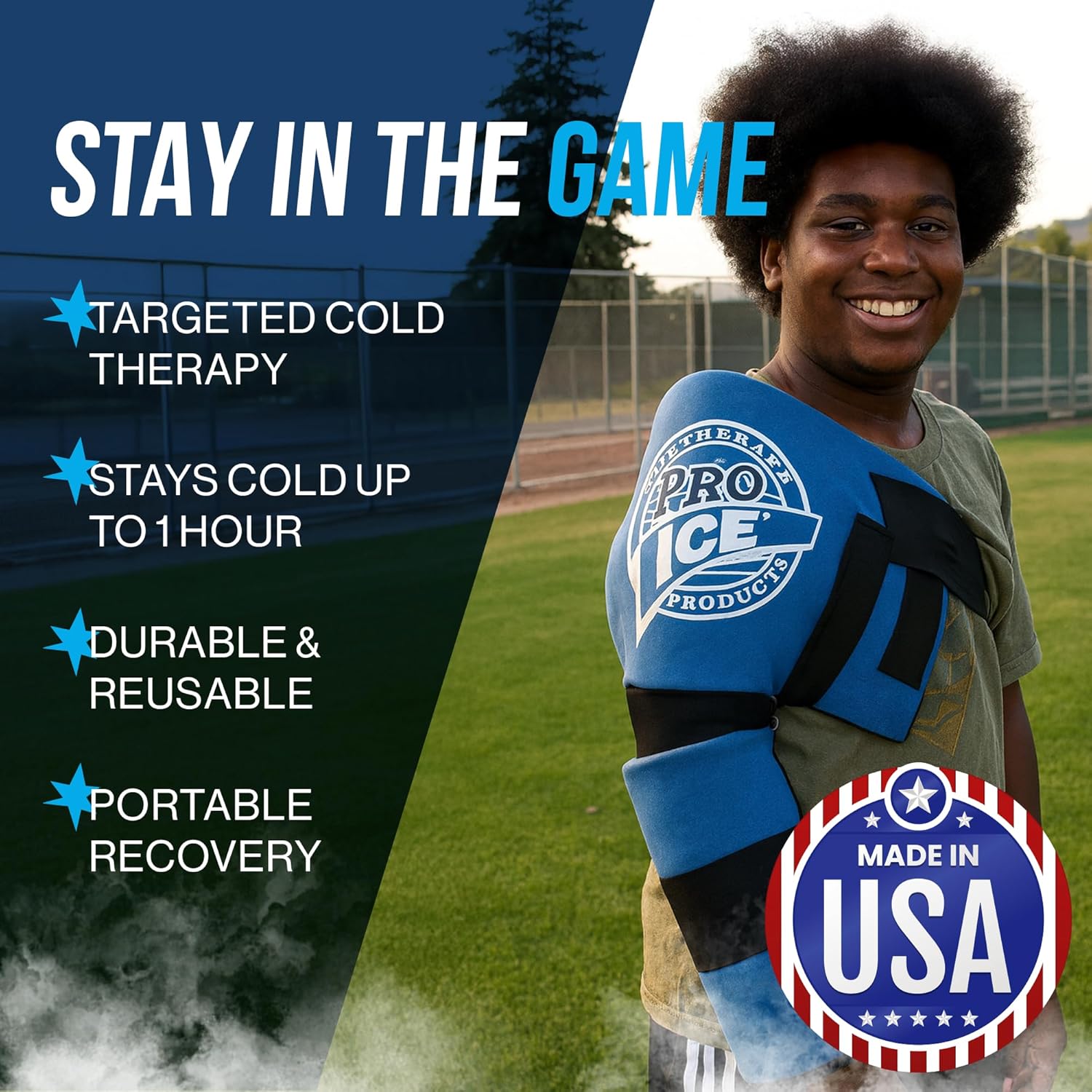PRO ICE Shoulder Elbow Ice Therapy Wrap for Youth - Excellent for Treating Rotator Cuff injuries, Elbow Joint and Muscle Inflammation - Reusable Ice Packs Included - Arm Ice Pack Wrap for Pitchers - The Cozy Corner