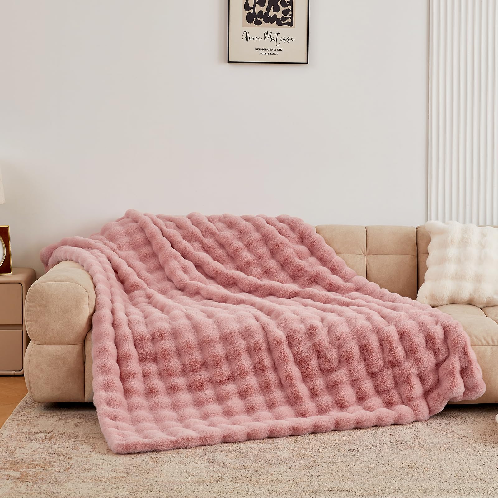 BENVWE Fluffy Faux Fur Throw Blanket for Couch, Soft Plush Thick Cozy Fuzzy Luxury Minky Bubble Blanket for Home Living Room Decor Gift for Women, Navy Blue, 63" x 80", 1100GSM - The Cozy Corner
