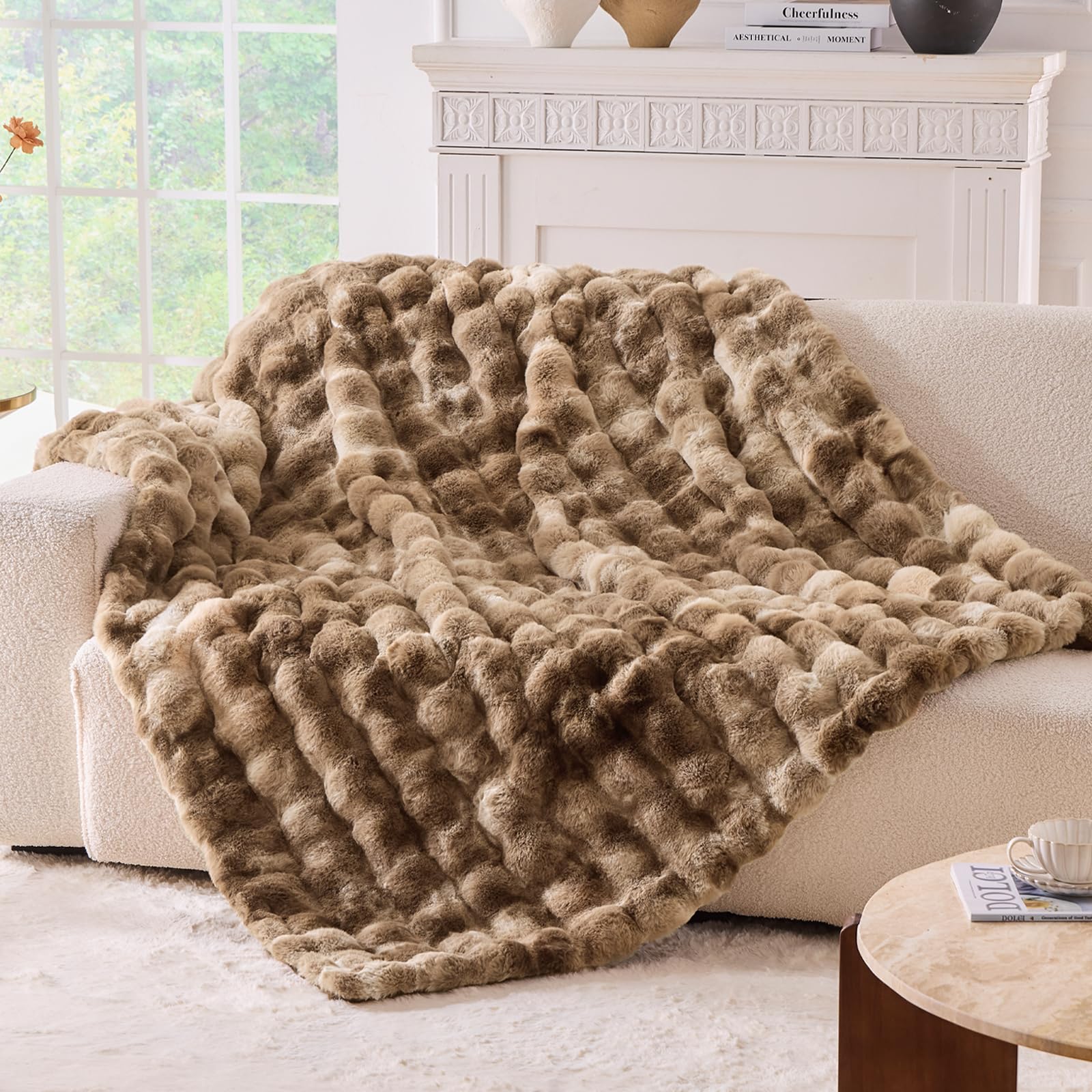 BENVWE Fluffy Faux Fur Throw Blanket for Couch, Soft Plush Thick Cozy Fuzzy Luxury Minky Bubble Blanket for Home Living Room Decor Gift for Women, Navy Blue, 63" x 80", 1100GSM - The Cozy Corner