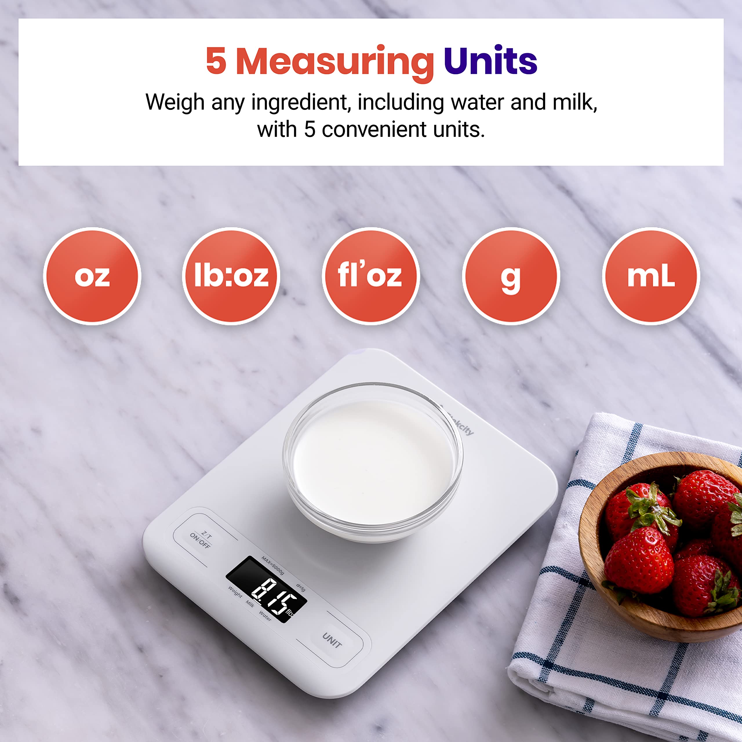 Etekcity Food Kitchen Scale, Digital Grams and Ounces for Weight Loss, Baking, Cooking, Keto and Meal Prep, LCD Display, Medium, 304 Stainless Steel - The Cozy Corner