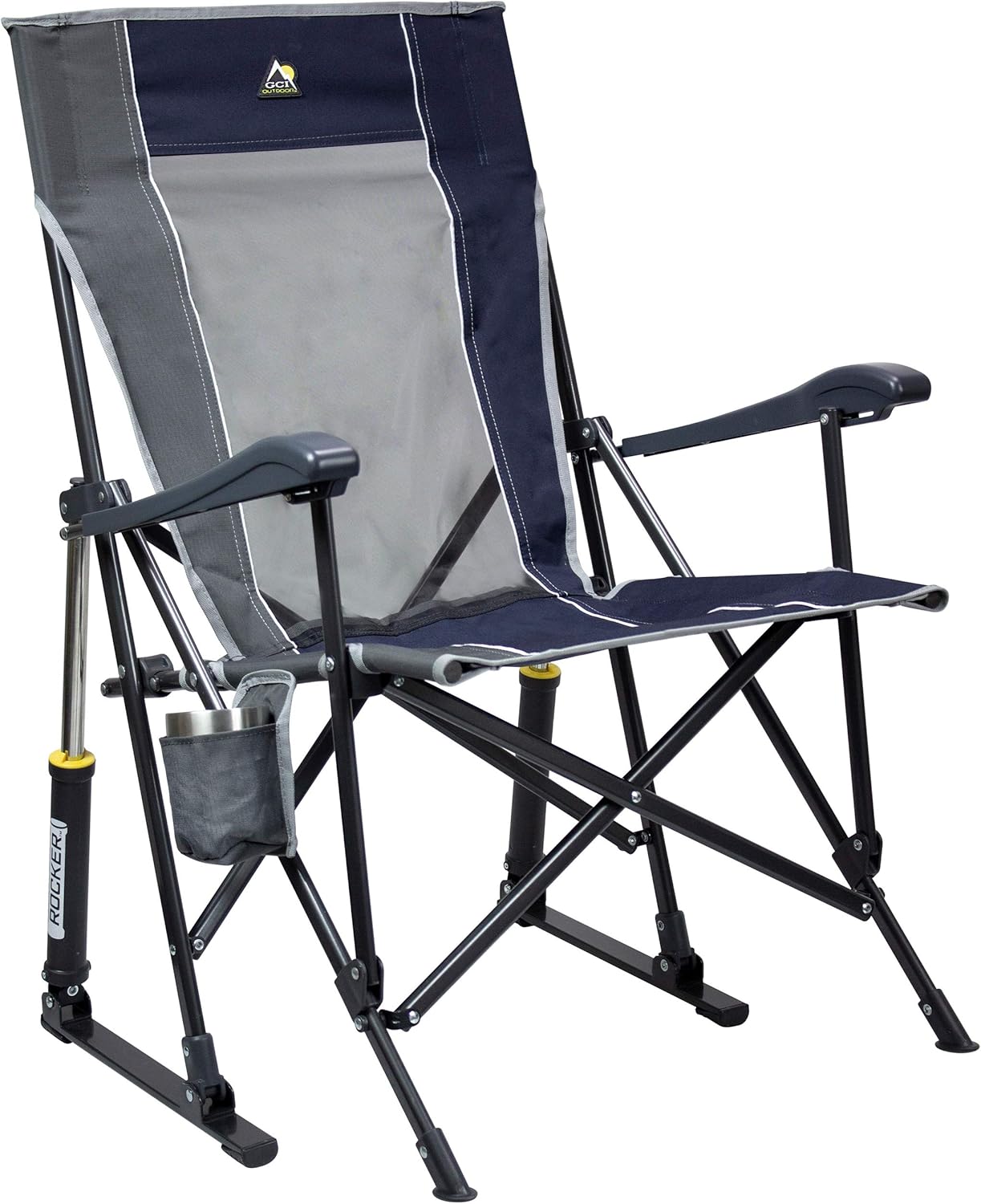 GCI OUTDOOR RoadTrip Rocker Camping Chair | Portable, Folding Rocking Chair with Solid, Durable Armrests, Drink Holder & Comfortable Extended Backrest — Indigo Blue - The Cozy Corner