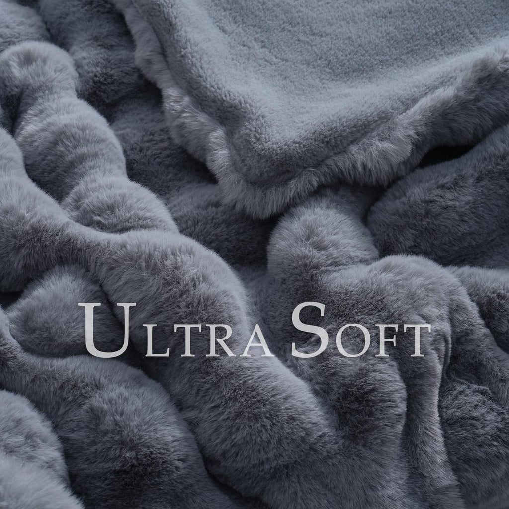 BENVWE Fluffy Faux Fur Throw Blanket for Couch, Soft Plush Thick Cozy Fuzzy Luxury Minky Bubble Blanket for Home Living Room Decor Gift for Women, Navy Blue, 63" x 80", 1100GSM - The Cozy Corner