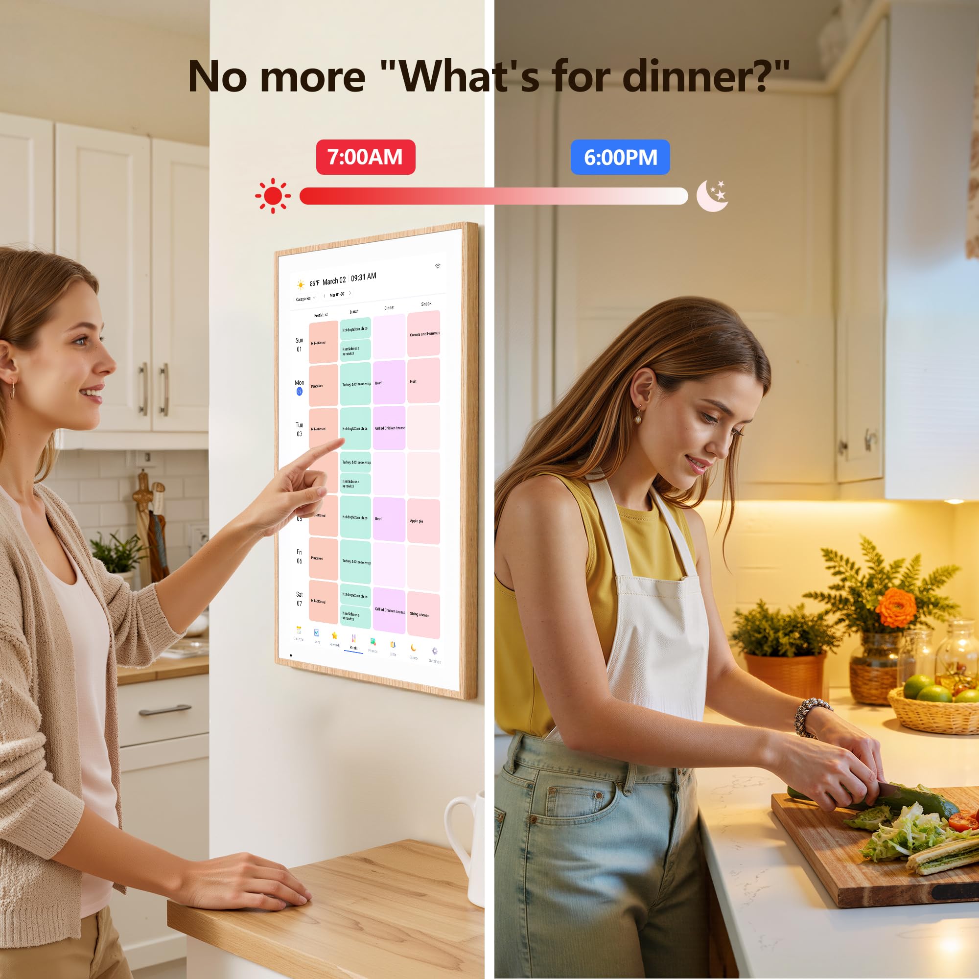 Digital Calendar, 15.6 Inch Wall Planner Electronic Calendar & Chore Chart, Smart Touchscreen Interactive Display for Family Schedules, Great for Organizing Your Routines, Wall & Desk Mountable - The Cozy Corner
