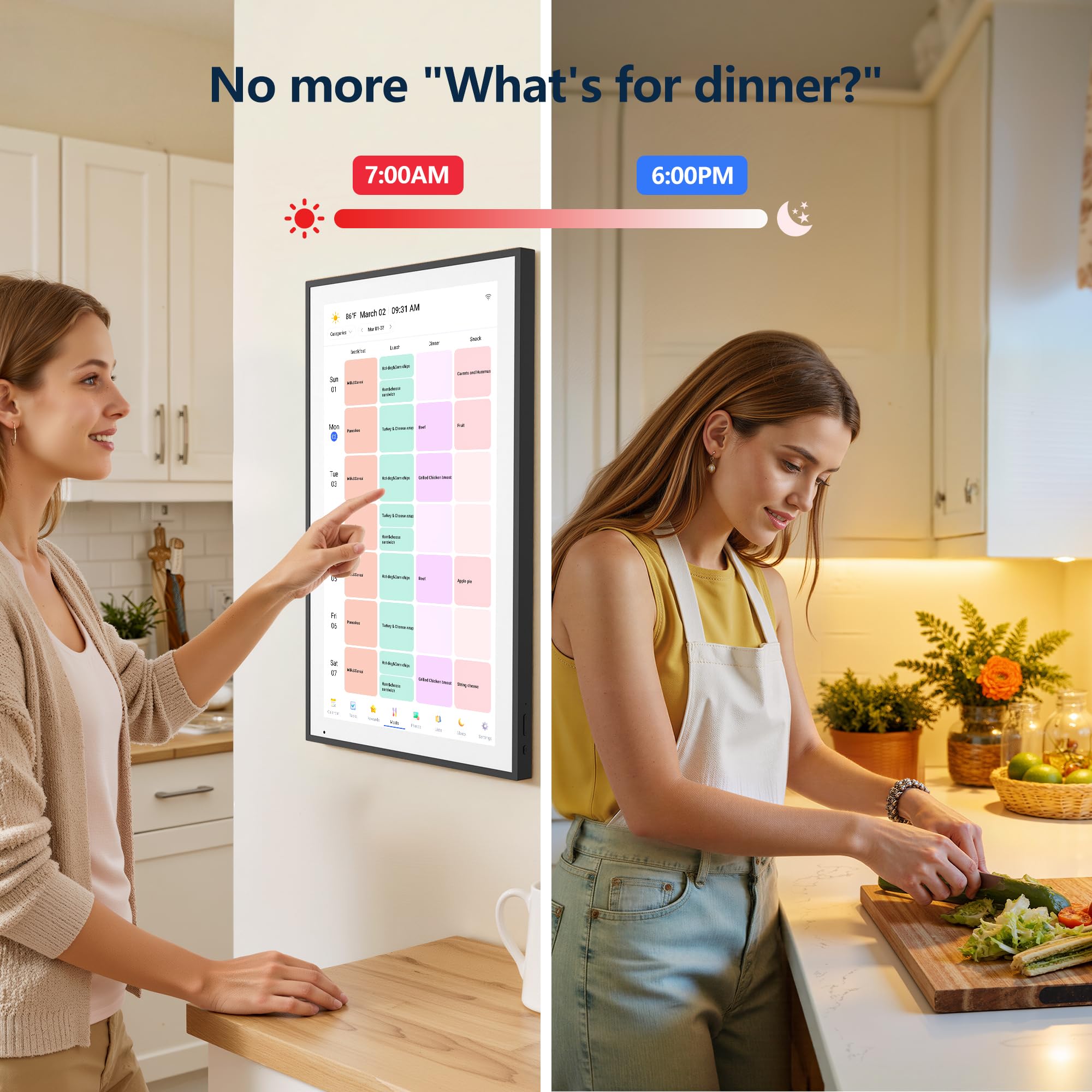 Digital Calendar, 15.6 Inch Wall Planner Electronic Calendar & Chore Chart, Smart Touchscreen Interactive Display for Family Schedules, Great for Organizing Your Routines, Wall & Desk Mountable - The Cozy Corner